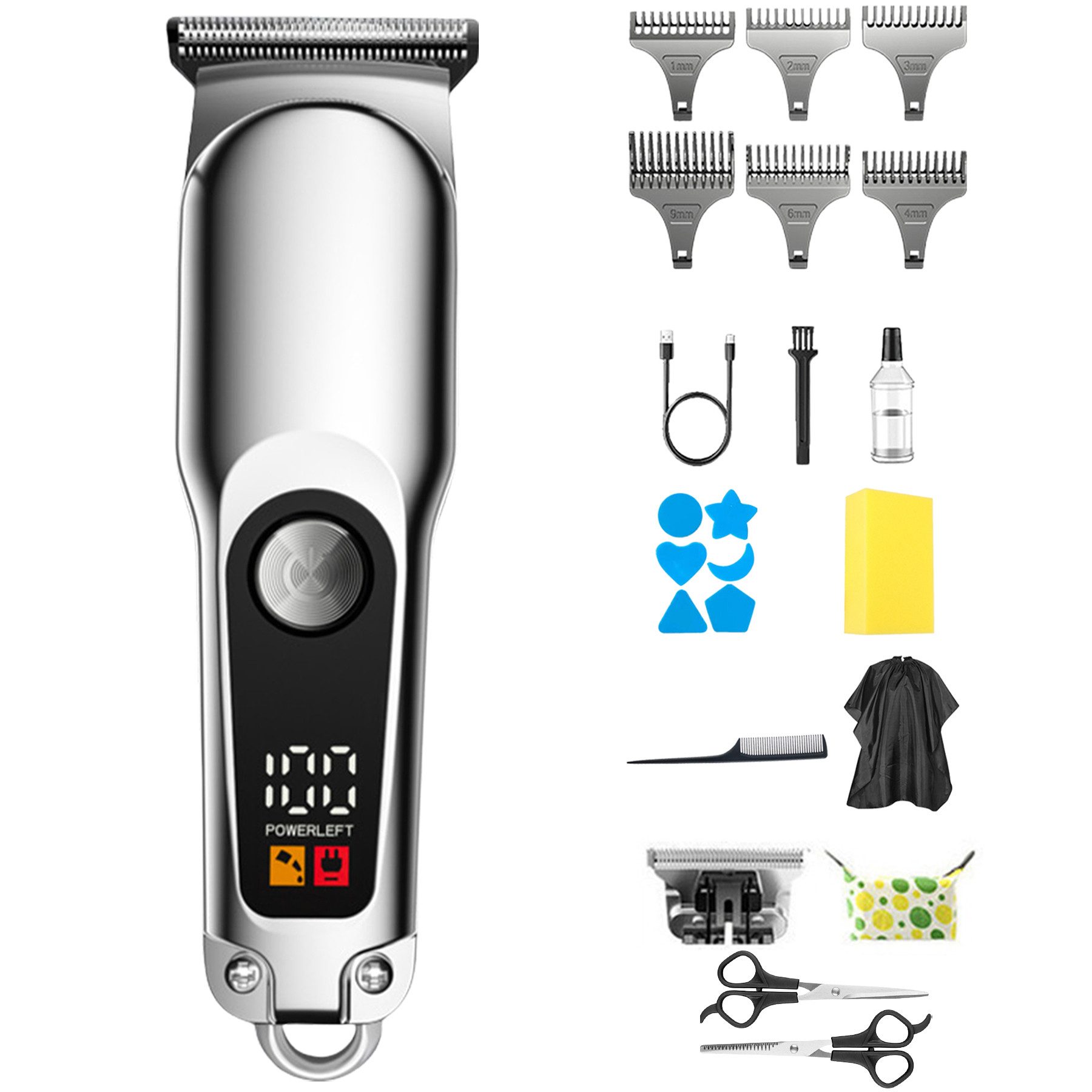 Senmudi Haarschneider Haartrimmer Herren, Haarschneidemaschine, Akku-Haarschneide, LED-Anzeige, 6 Kammaufsatz, Profi Friseur Bart und Haarschneider Set