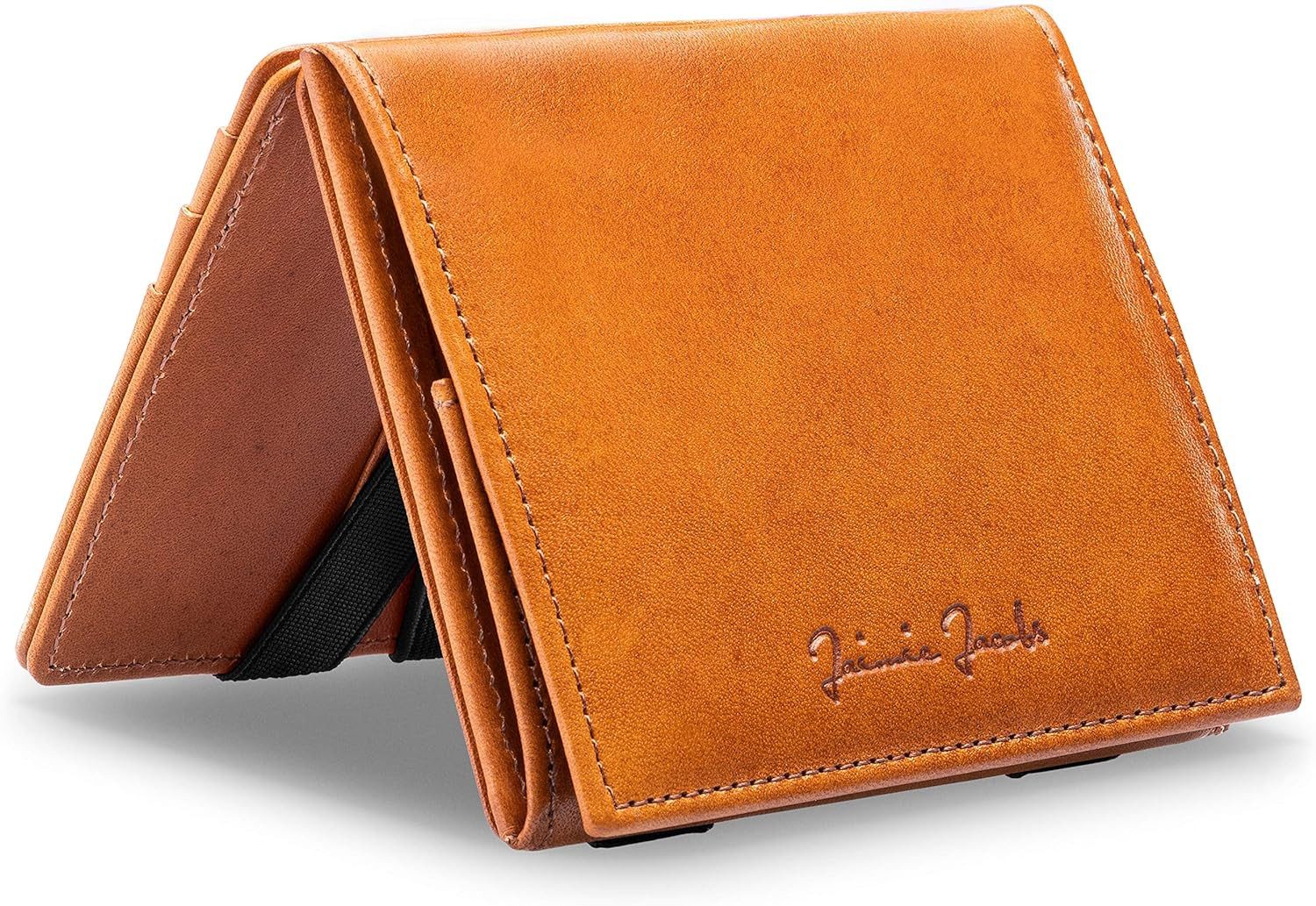 Jaimie Jacobs Geldbörse (Herren Groß Vintage Leder Geldbörse, Herren Portemonnaie mit RFID Schutz), Flap Boy - Das Original Magic Wallet mit Kleingeldfach Herren echtes