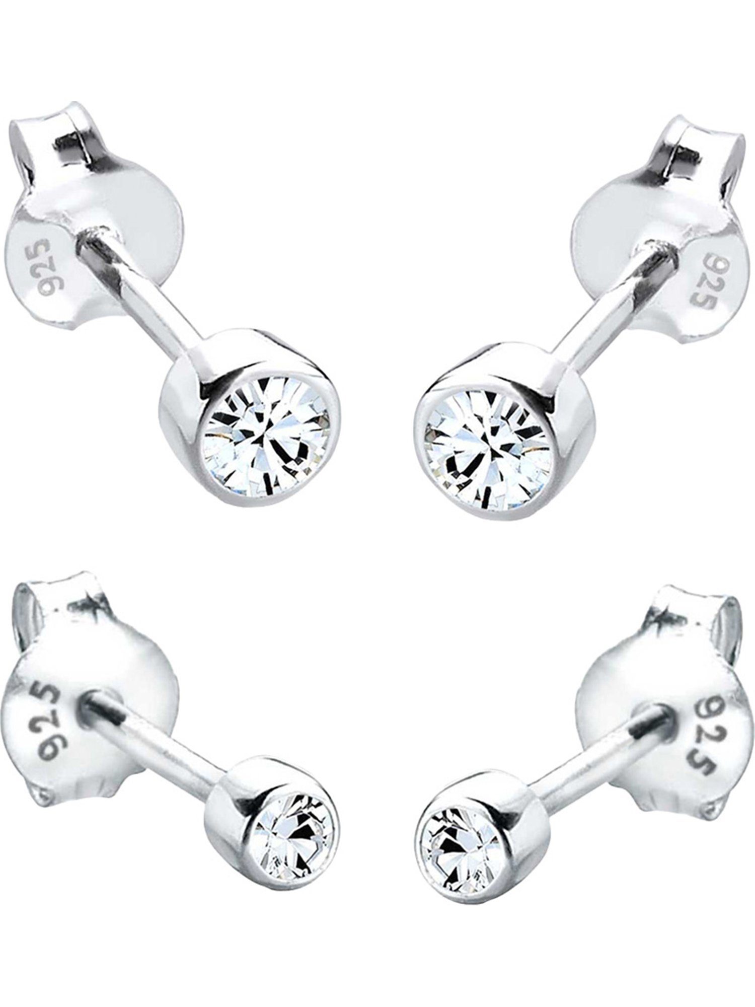 Elli Paar Ohrstecker Elli Damen-Ohrstecker 925er Silber 2 Kristall