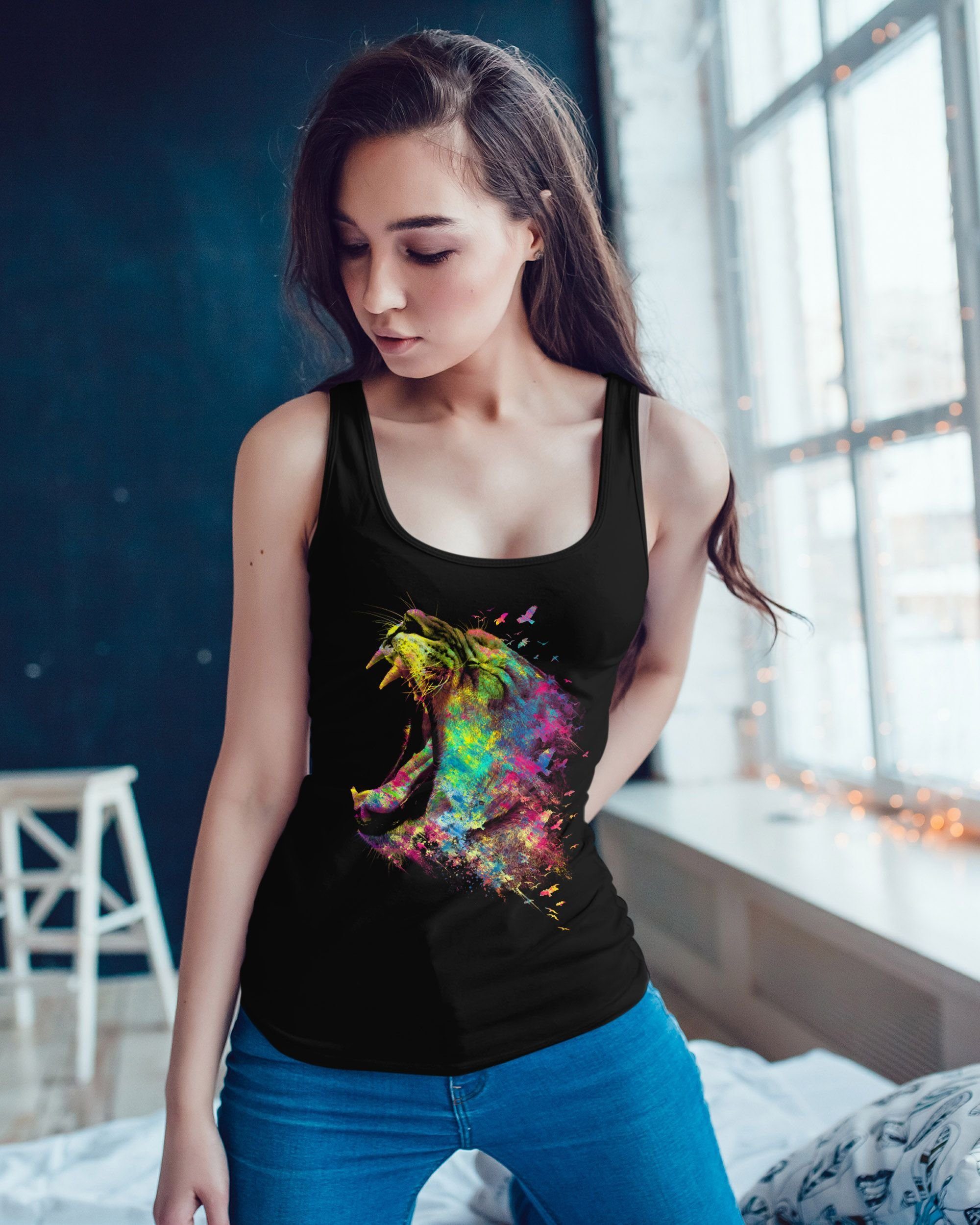 MoonWorks Tanktop Damen Tanktop Screaming Lion günstig online kaufen