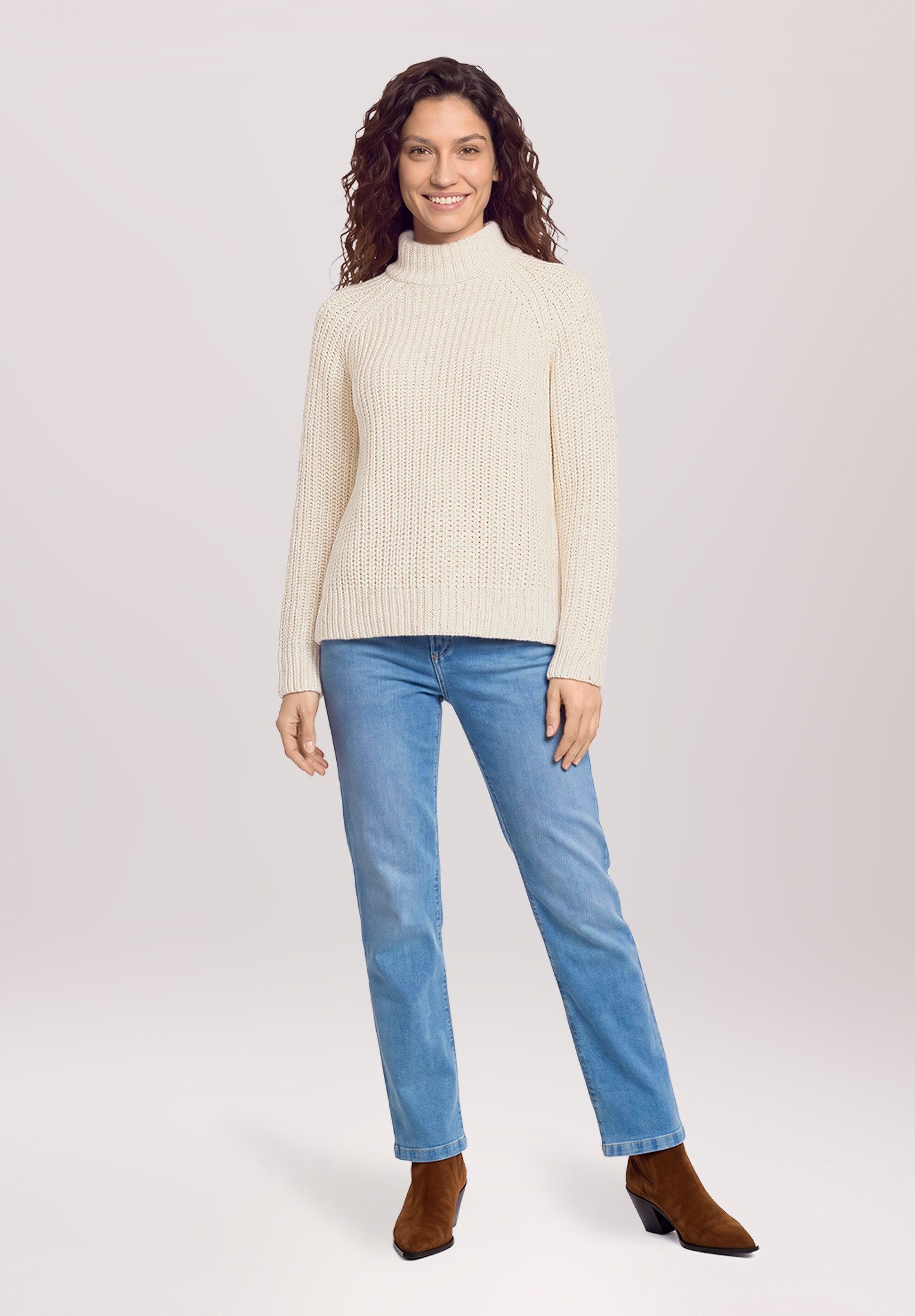 Cartoon Strickpullover Damen mit Stehkragen (1-tlg)