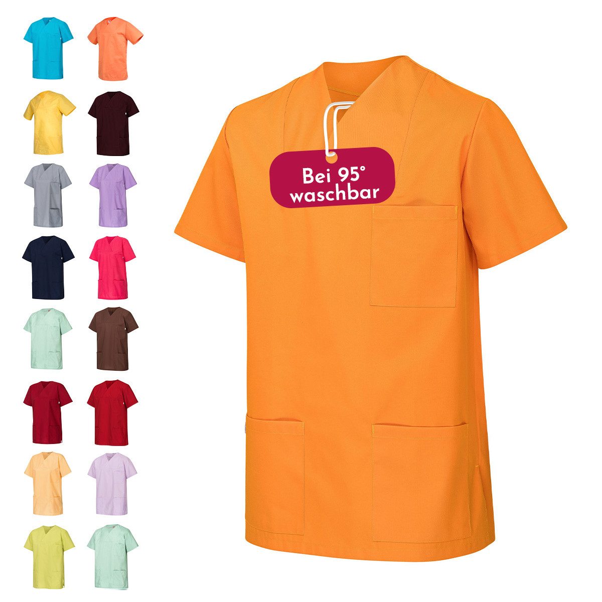 Clinotest Funktionsbluse Kasack Damen & Herren - 95 Grad waschbare, kochfest ohne einzulaufen (1-tlg) Schlupfkasack aus Baumwolle & Polyester - Berufsbekleidung für Pflege