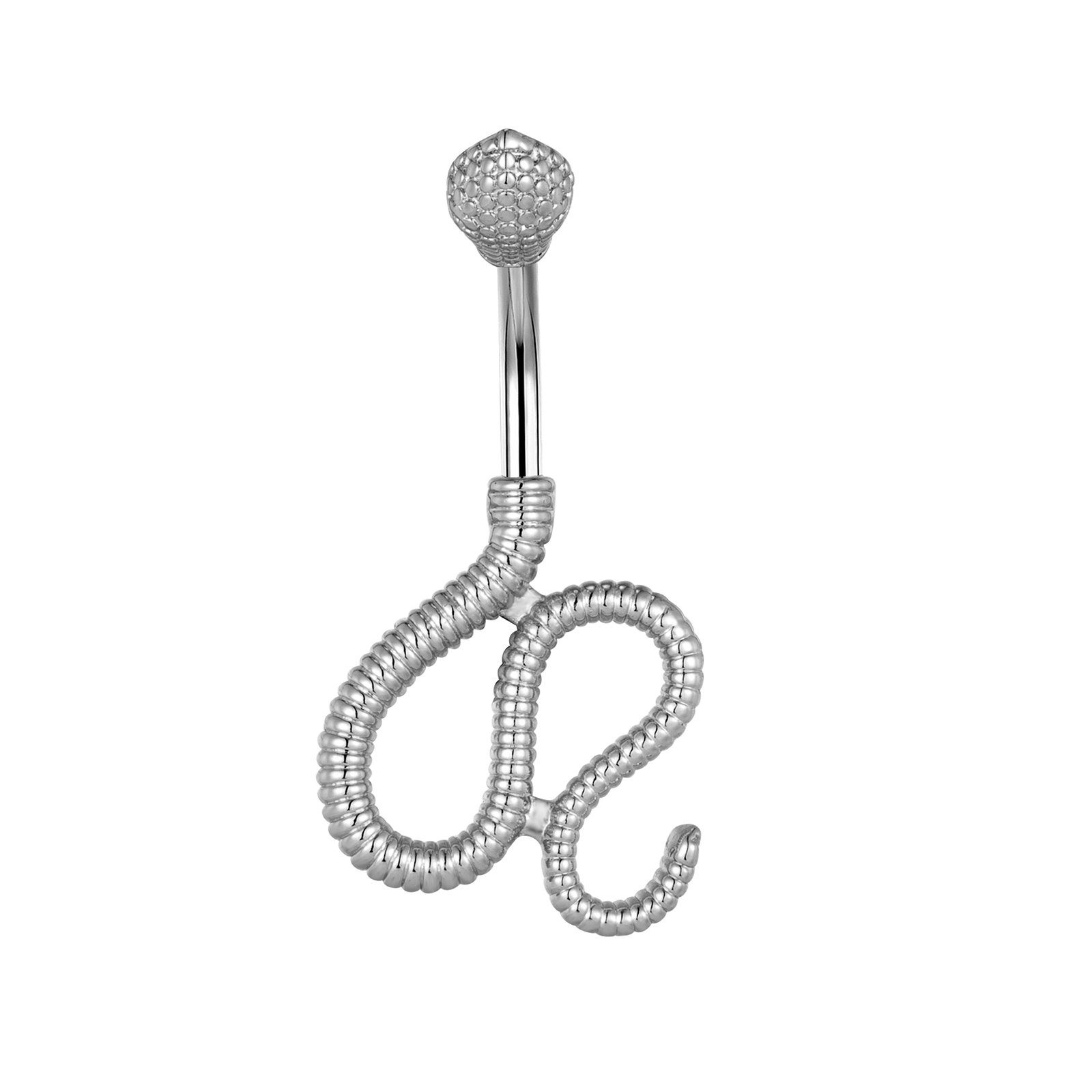 Karisma Schmuck Bauchnabelpiercing Edelstahl Bananabell Schlange Weiss Zirkonia HB448, Frauenschmuck