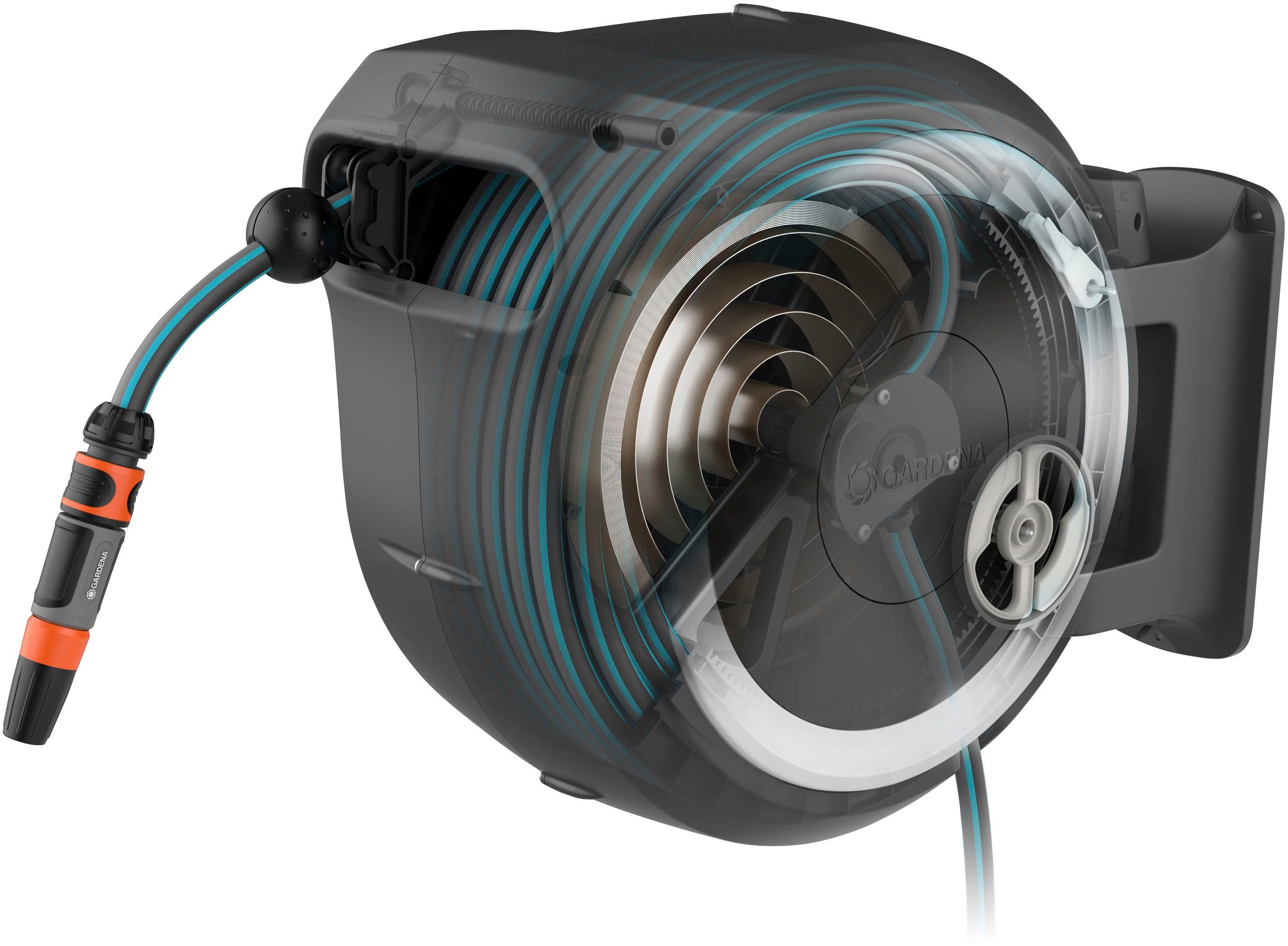 GARDENA Wandschlauchbox RollUp L, Große Gärten komfortabel bewässern, 30 m Schlauchlänge