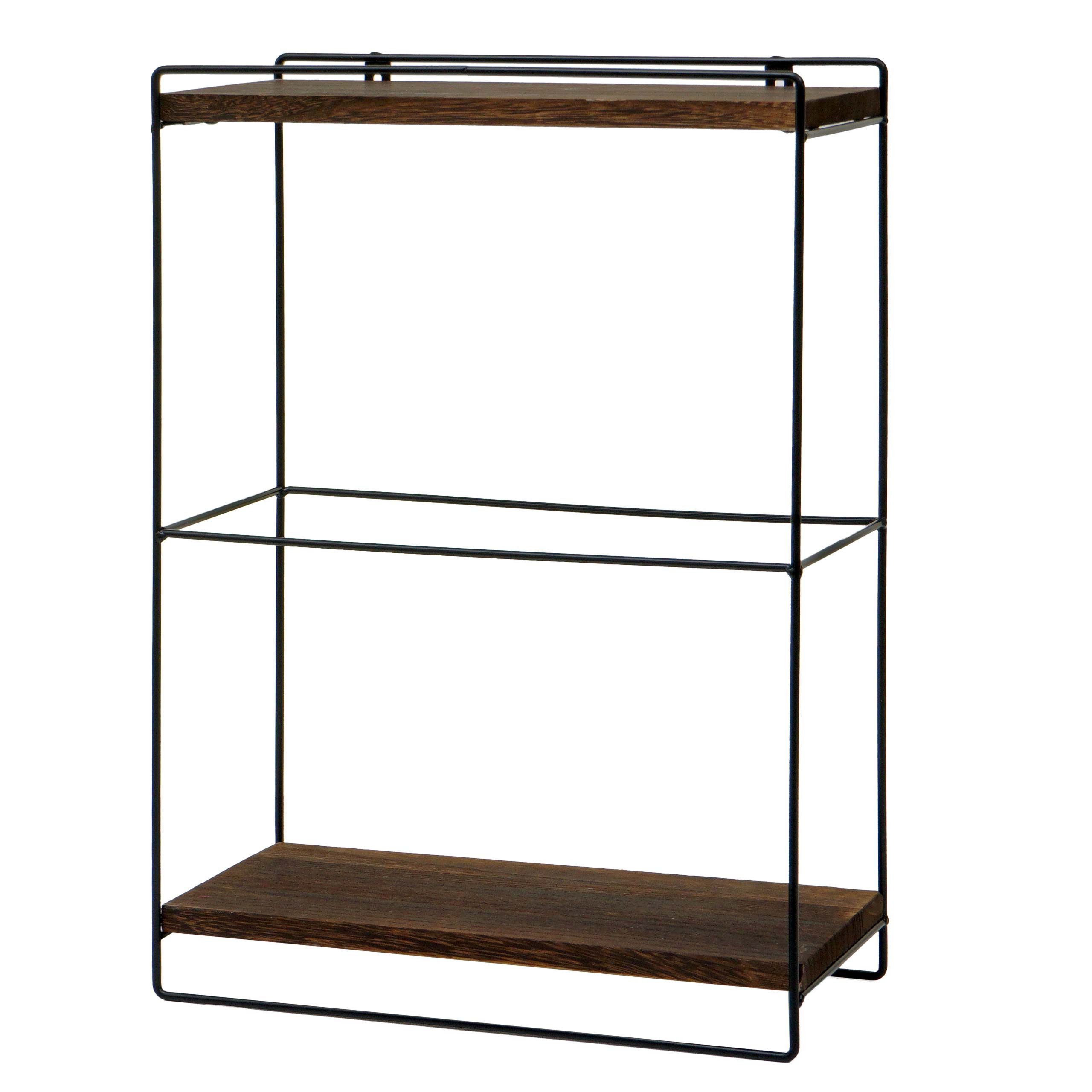 PROREGAL® Wandregal Hängeregal 50x35x17cm Holz Metall 2 Regalböden, Farbe