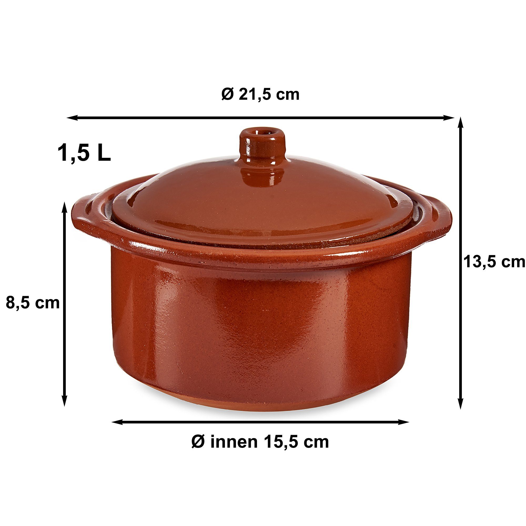Annastore Dampfgartopf Tontopf Cocotte mit Deckel - ofenfest und hitzebeständig, Auflaufform, Cocotte Ofentopf