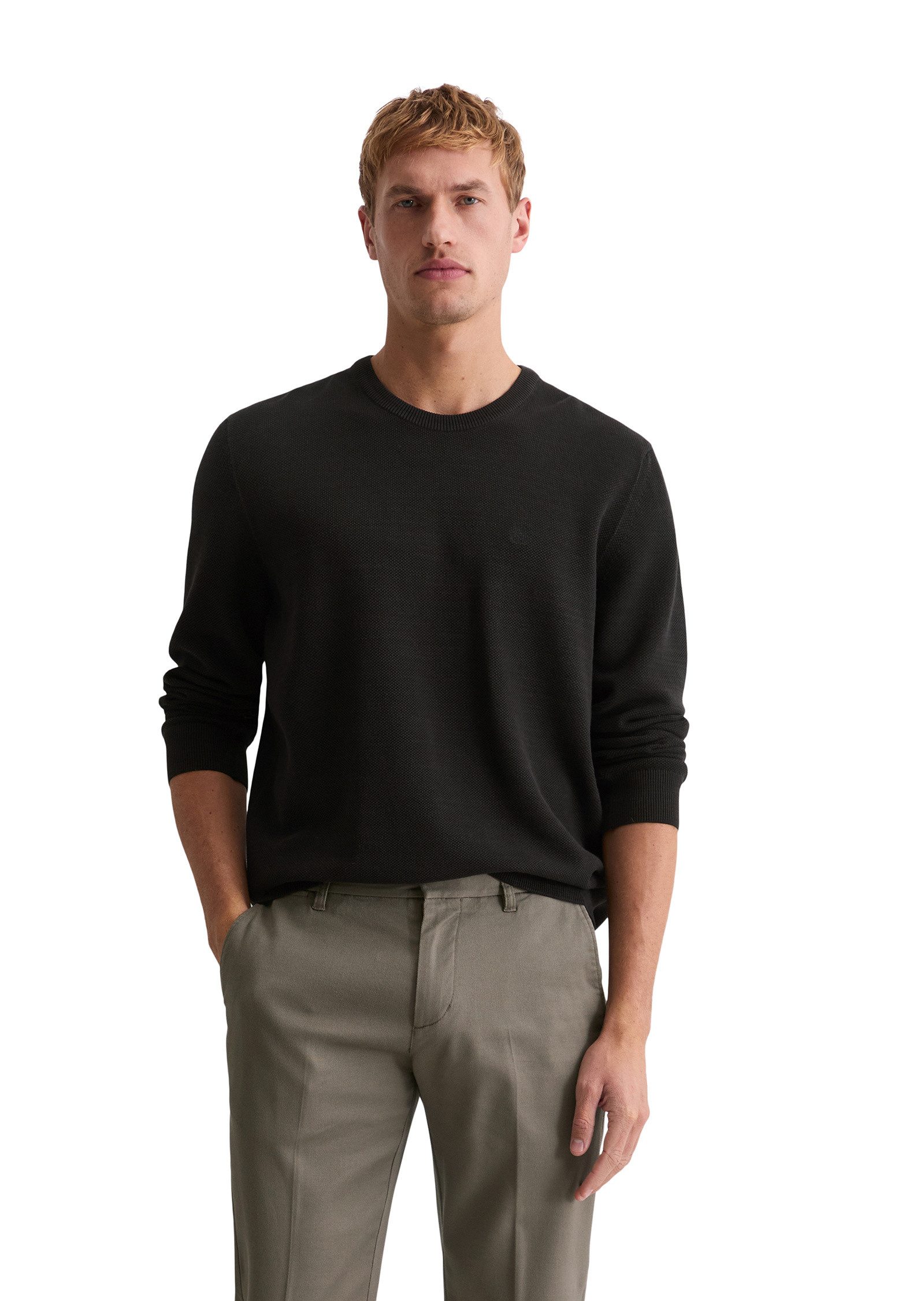 Marc O'Polo Rundhalspullover aus Bio-Baumwoll-Piqué