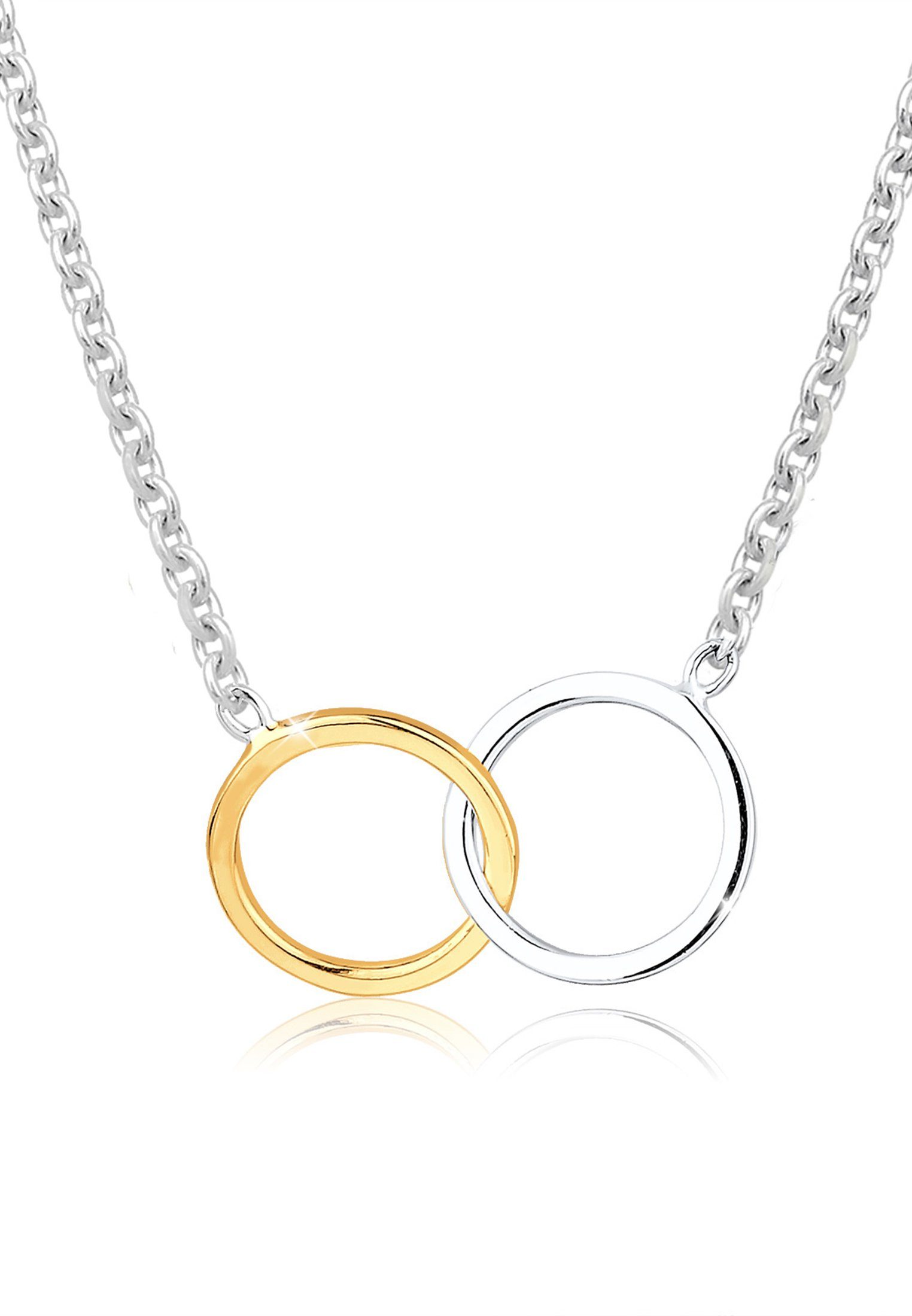 Elli Kette mit Anhänger Kreise Einheit bicolor 925 Sterling Silber