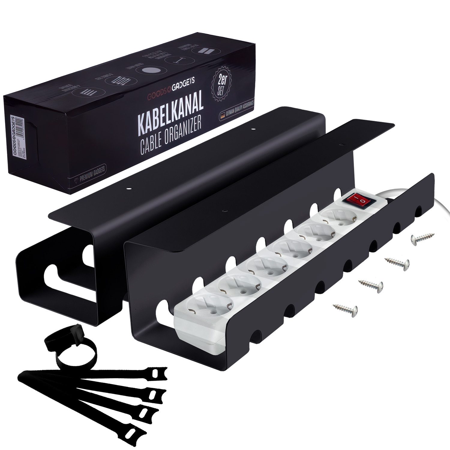 Goods+Gadgets Kabelkanal Goods+Gadgets Kabelkanal – Kabelmanagement Schreibtisch & Kabelhalter (Kabelhalter, Kabelwanne, Kabelkorb, 2-St)