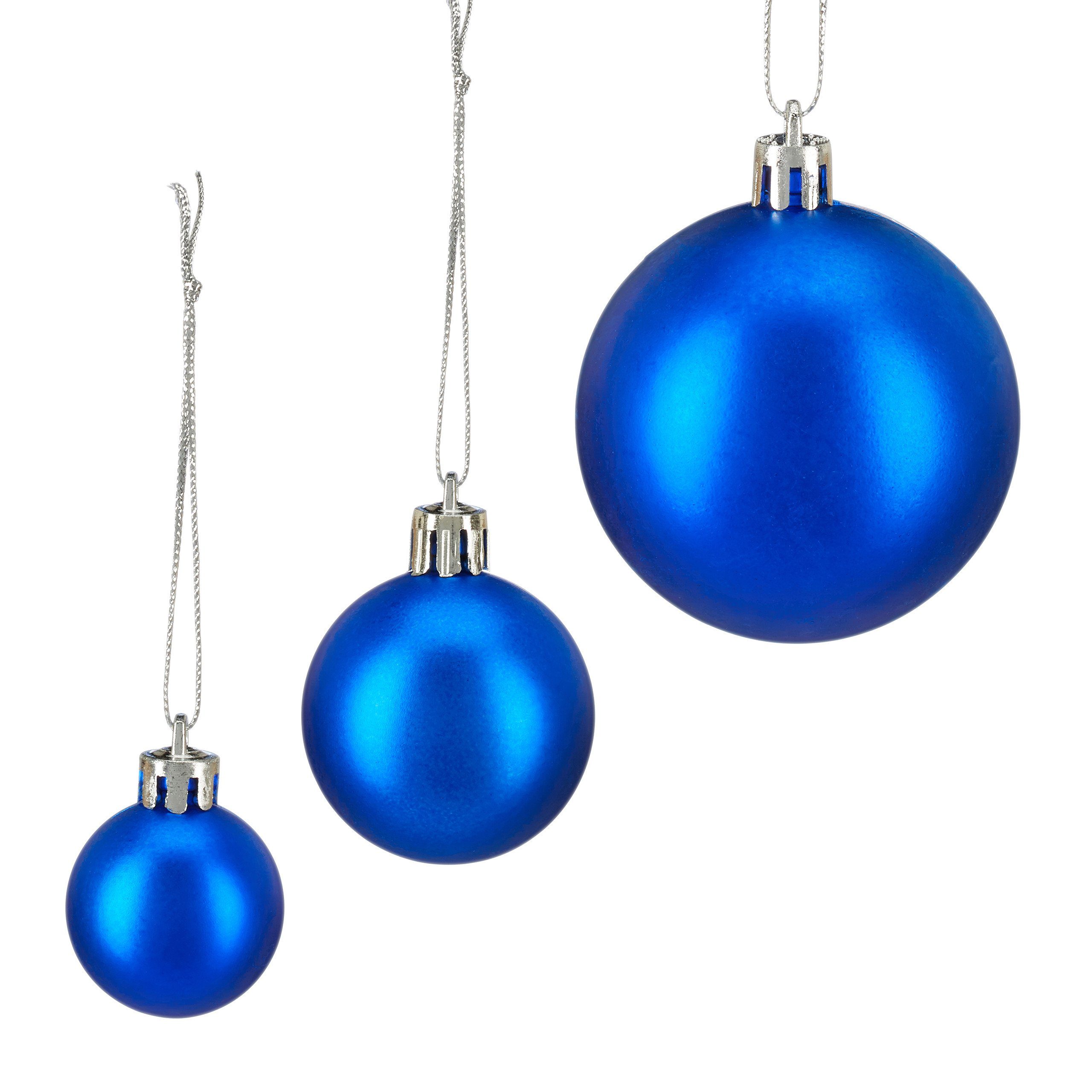Silber Blau relaxdays Weihnachtskugeln Blau Set, Weihnachtsbaumkugel 100er