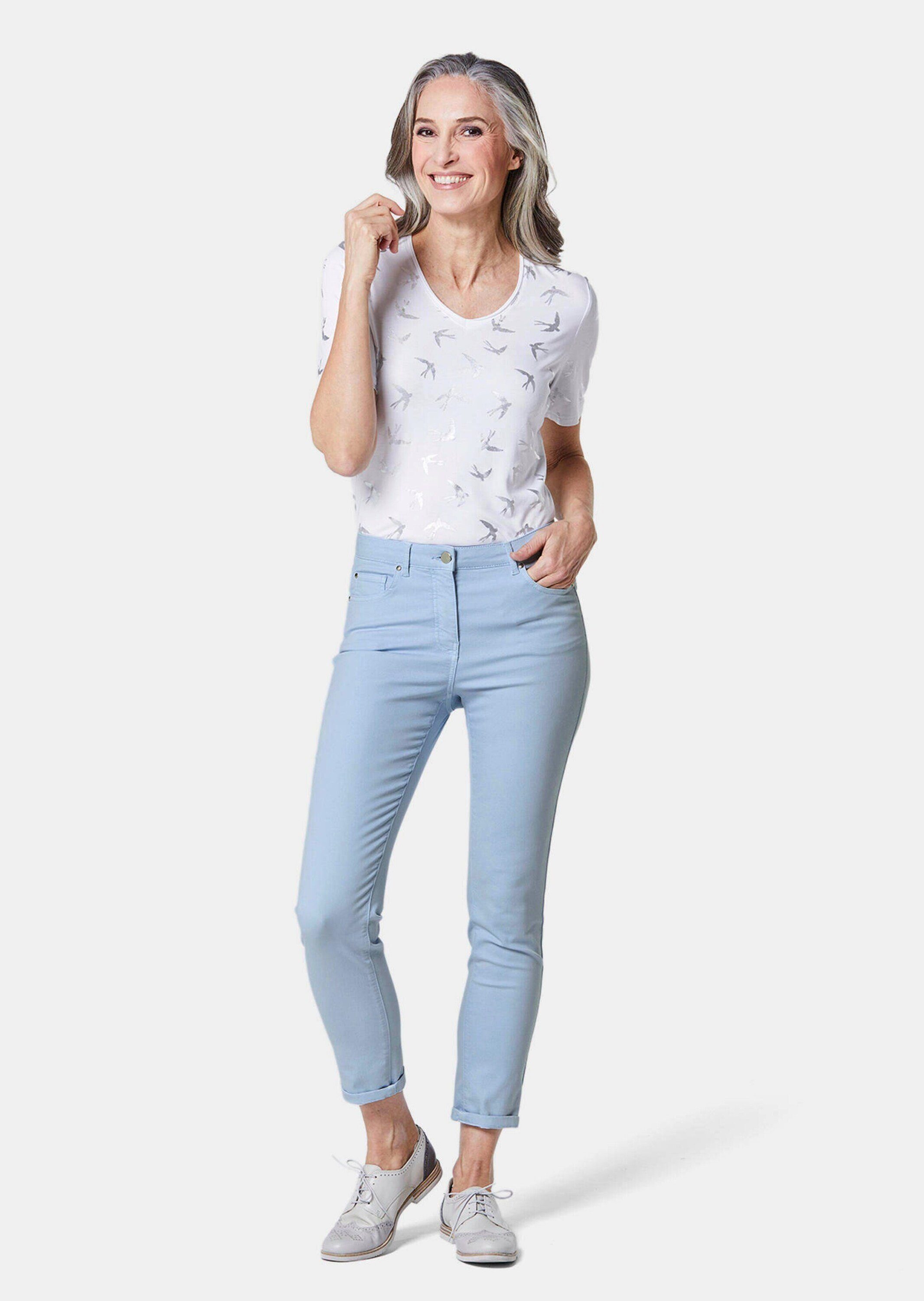 GOLDNER 7/8-Caprijeans Kurzgröße: Schmale Stretchhose BELLA Sommerliche, komfortable Skinny Fit Damenjeans
