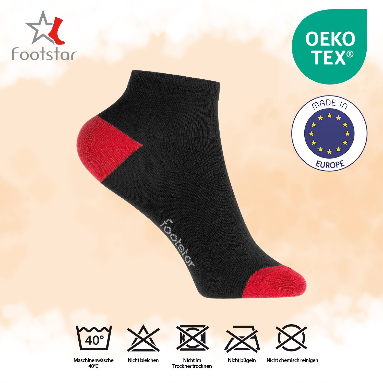 Footstar Kurzsocken Kinder Baumwoll Kurzschaft Socken (10 Paar) Ferse-Spitze – Bild 3 von 5