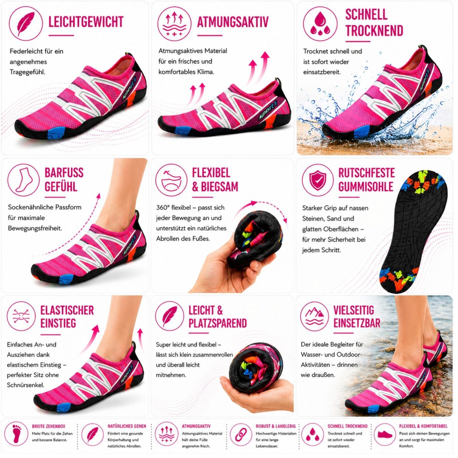 DOTALES Aqualite Barfuß-Wasserschuhe, Badeschuhe Damen & Herren Aquaschuh Minimalschuhe
