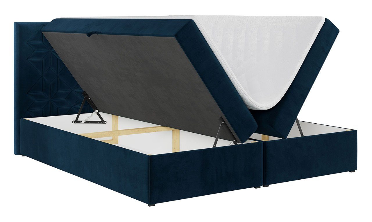 MKS MÖBEL Boxspringbett - STELLE Modern Bett mit 1, Doppelbett - Matratze Multipocket