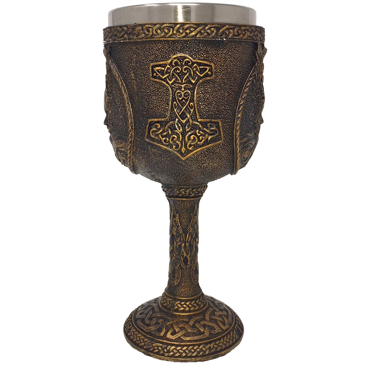 MystiCalls Becher Kelch Thor - Trinkkelch Mittelalter Nordische Gottheit, Polyresin, Dekorationsobjekt, Kelch