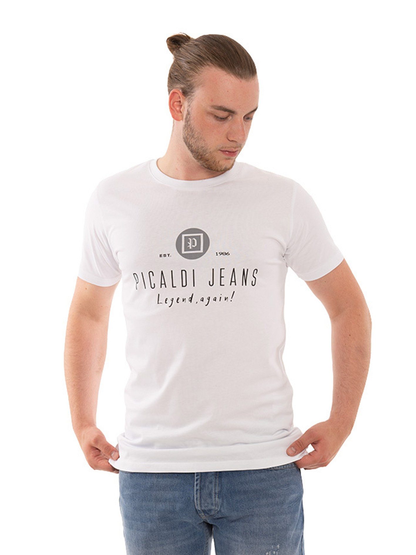 PICALDI Jeans Print-Shirt Rundhalsausschnit Legend White Print