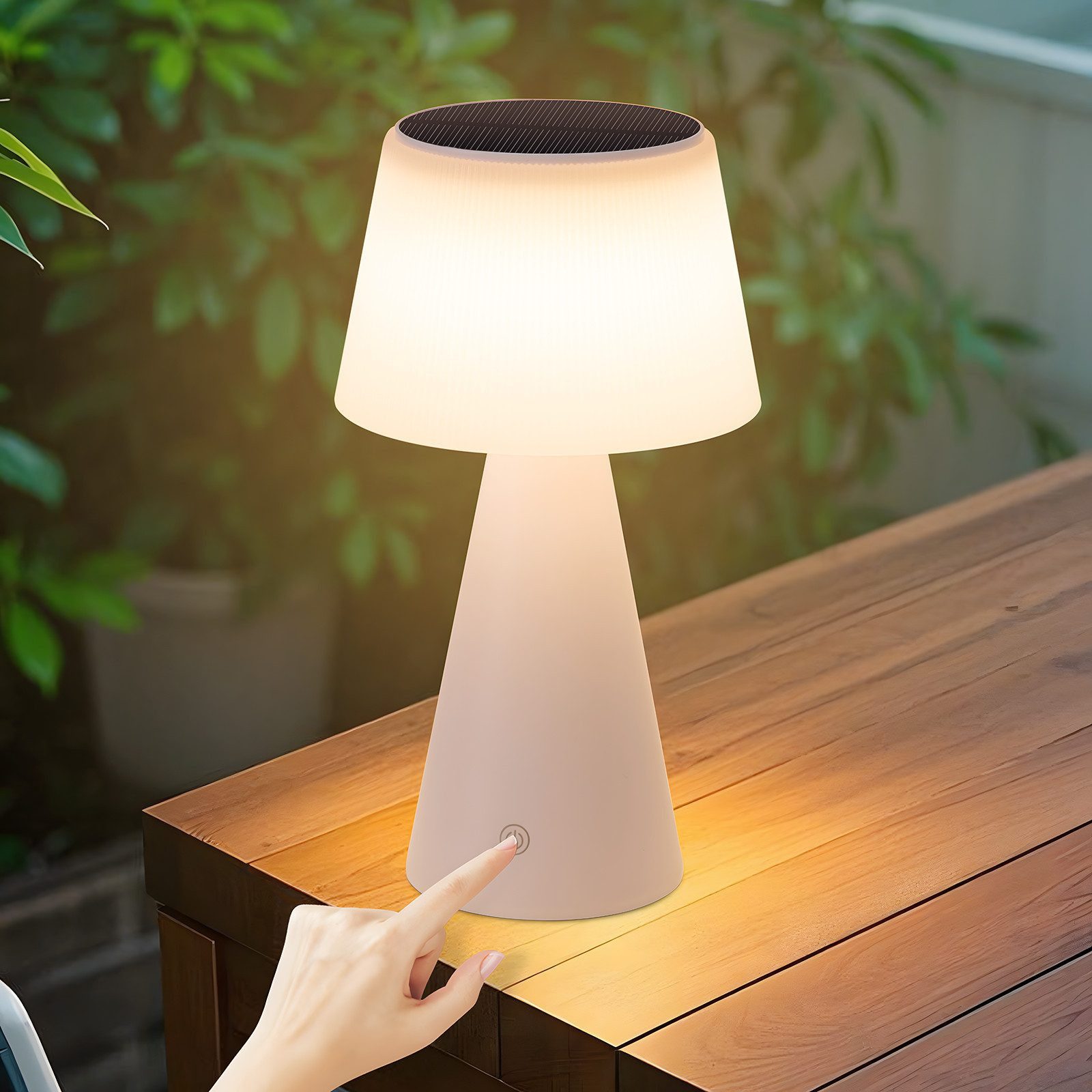 Nettlife LED Tischleuchte Nachttischlampe Solar Akku Kabellos Touch Dimmbar Schwarz/Weiß/Rot, mit USB, LED fest integriert, für Wohnzimmer Esszimmer
