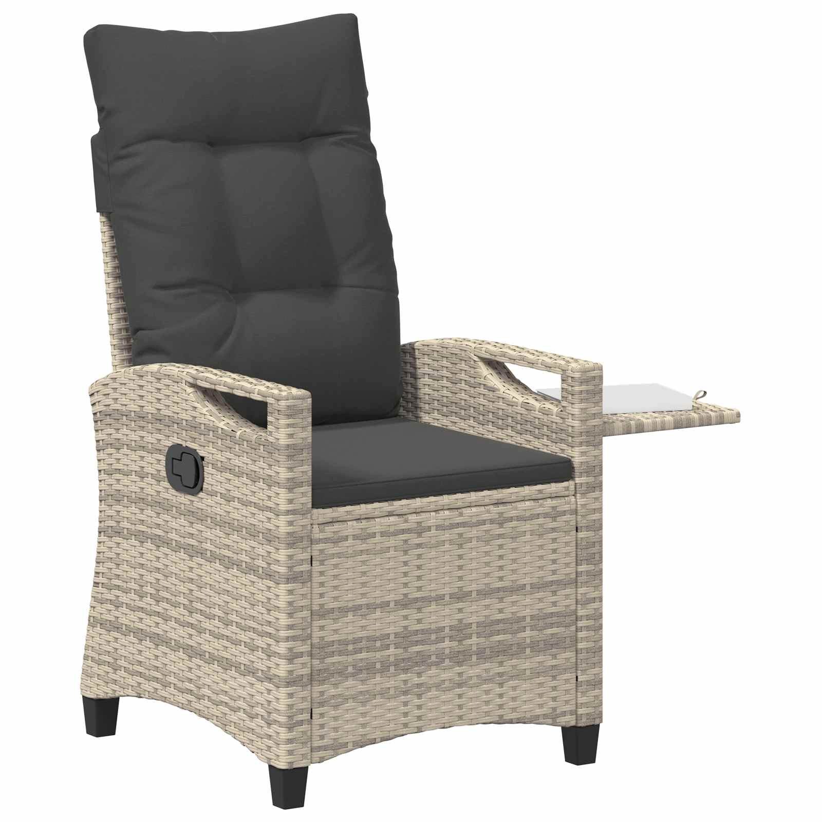 vidaXL Gartenstuhl Verstellbarer Gartenstuhl Hellgrau und Dunkelgrau Poly-Rattan (1 St)