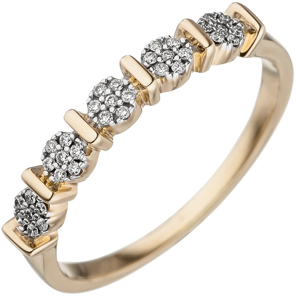 Schmuck Krone Diamantring Ring mit 35 Brillanten, 585 Gelbgold, Gold 585