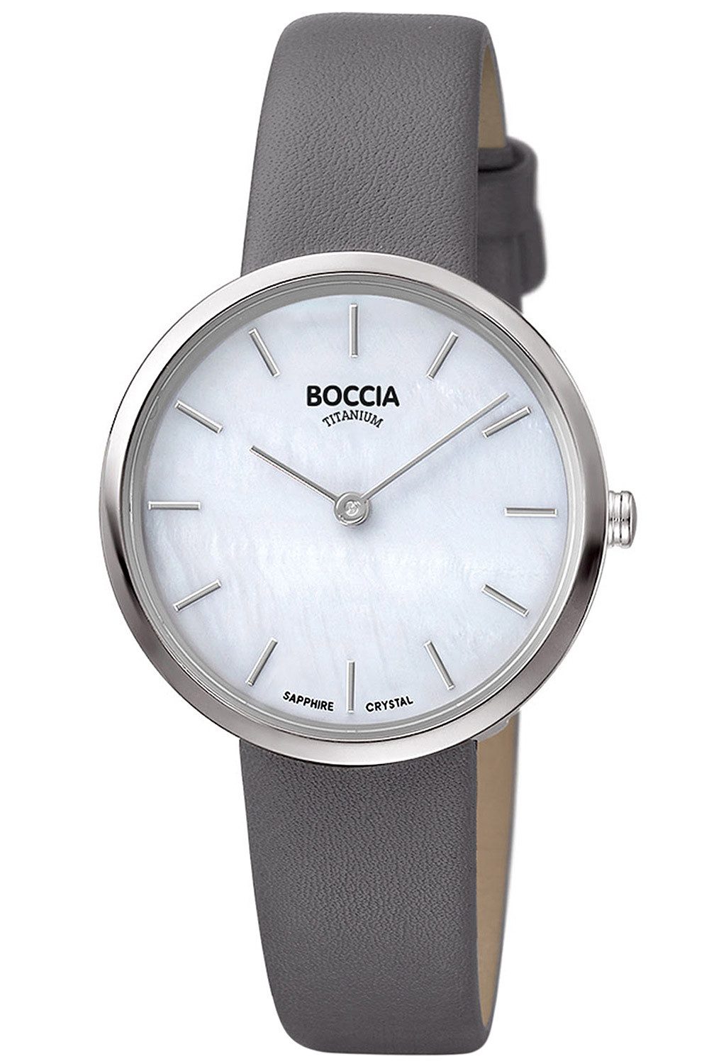 Boccia Quarzuhr Titan Lederband Grau