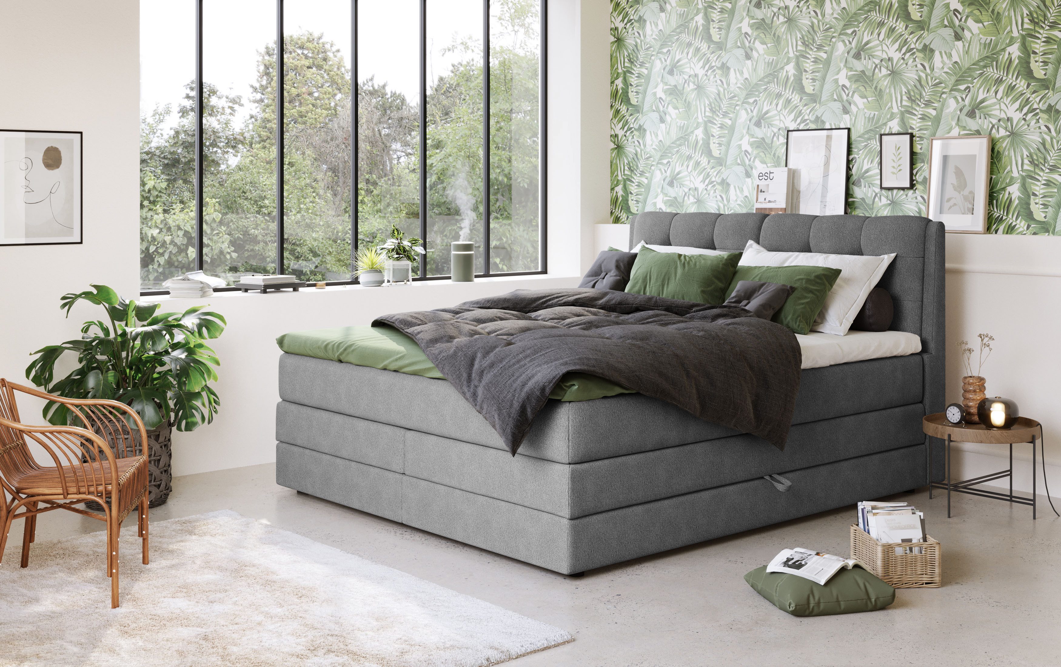 COTTA Boxspringbett Fort II, in verschiedenen Breiten erhältlich - auch als Familienbett!, inkl. Bettkasten und Topper