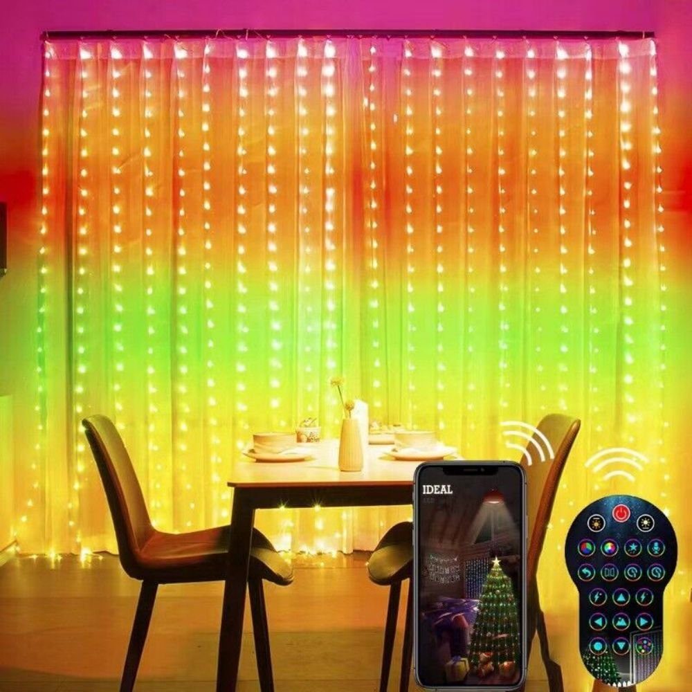 JOYOLEDER LED-Lichterkette LED RGBIC Smart Selbermachen Lichtervorhang Lichterkette, 2m*2m, Weihnachten Party