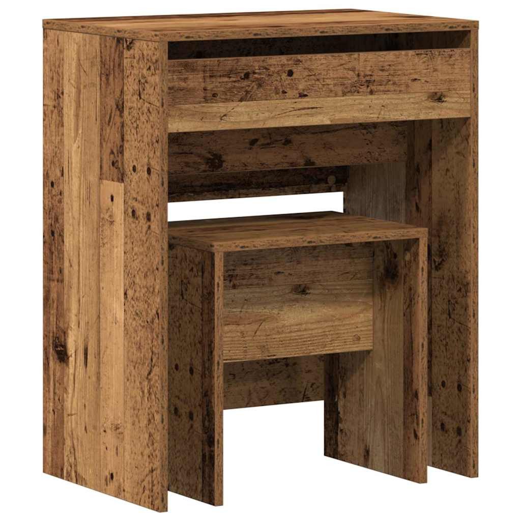 vidaXL Schminktisch Schminktisch mit Speicher Altholz 60 x 40 x 75 cm Holzwerkstoff (2-St)