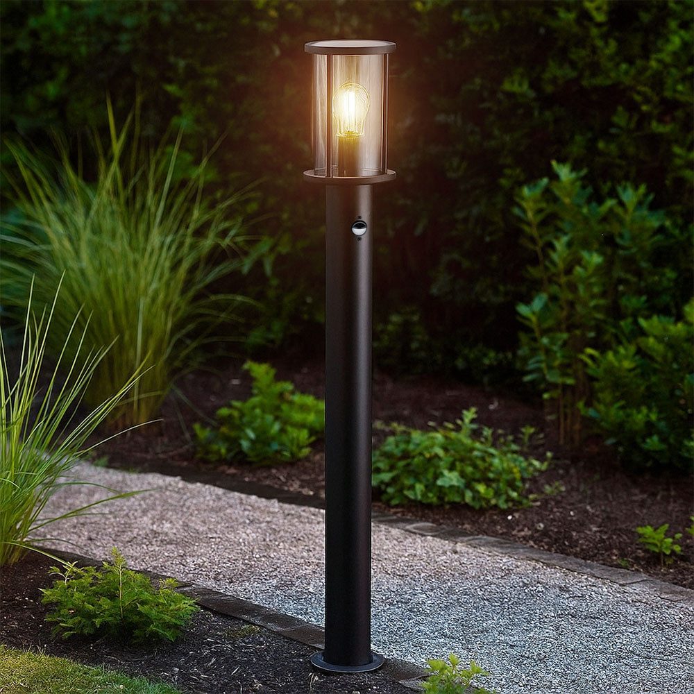 GLOBO LIGHTING Außen-Stehlampe, Leuchtmittel nicht inklusive, Außenlampe Stehlampe Wegeleuchte Außenlaterne Edelstahl Rauchglas E27
