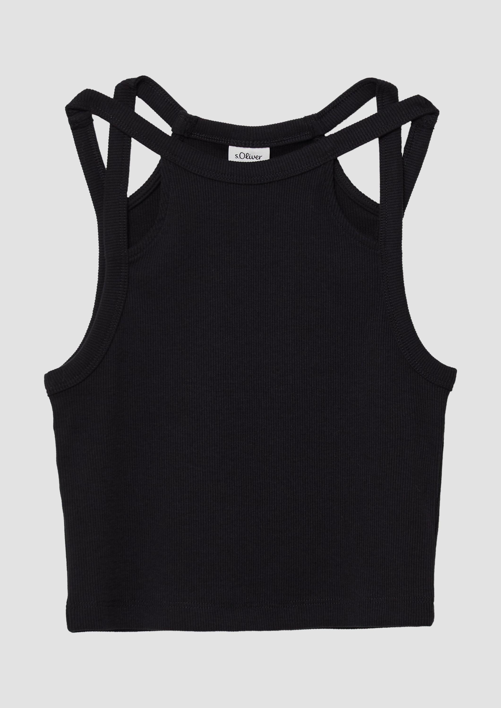 s.Oliver Cardigan T-Shirt Verkürztes Tanktop aus Rippware mit Cut-outs