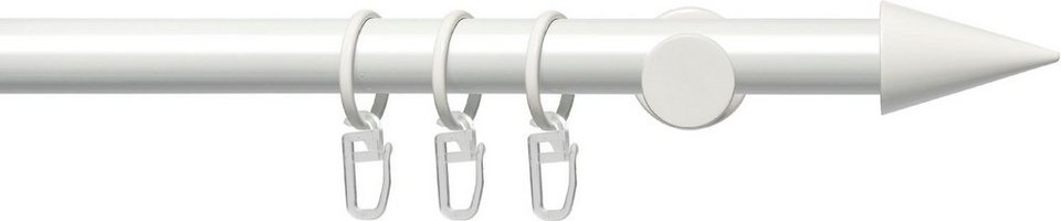 Gardinenstange Fertigstilgarnitur 20 mm Power Spitze, Liedeco, Ø 20 mm, 1- läufig, Fixmaß, verschraubt, Eisen, Gardinenstange Komplett