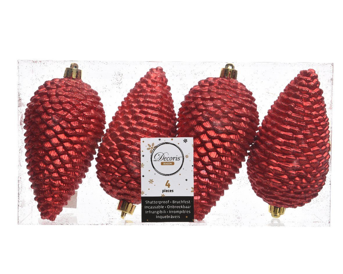 Kaemingk Christbaumschmuck, Christbaumschmuck Zapfen 12cm Kunststoff 4 Stück - Weihnachtsrot. € 8,29, (€ 2,07 pro 1 Stk).