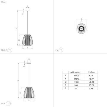 EGLO Hängeleuchte CURASAO, Leuchtmittel wechselbar, ohne Leuchtmittel, Hängeleuchte in schwarz aus Stahl - exkl. E27 - 40W