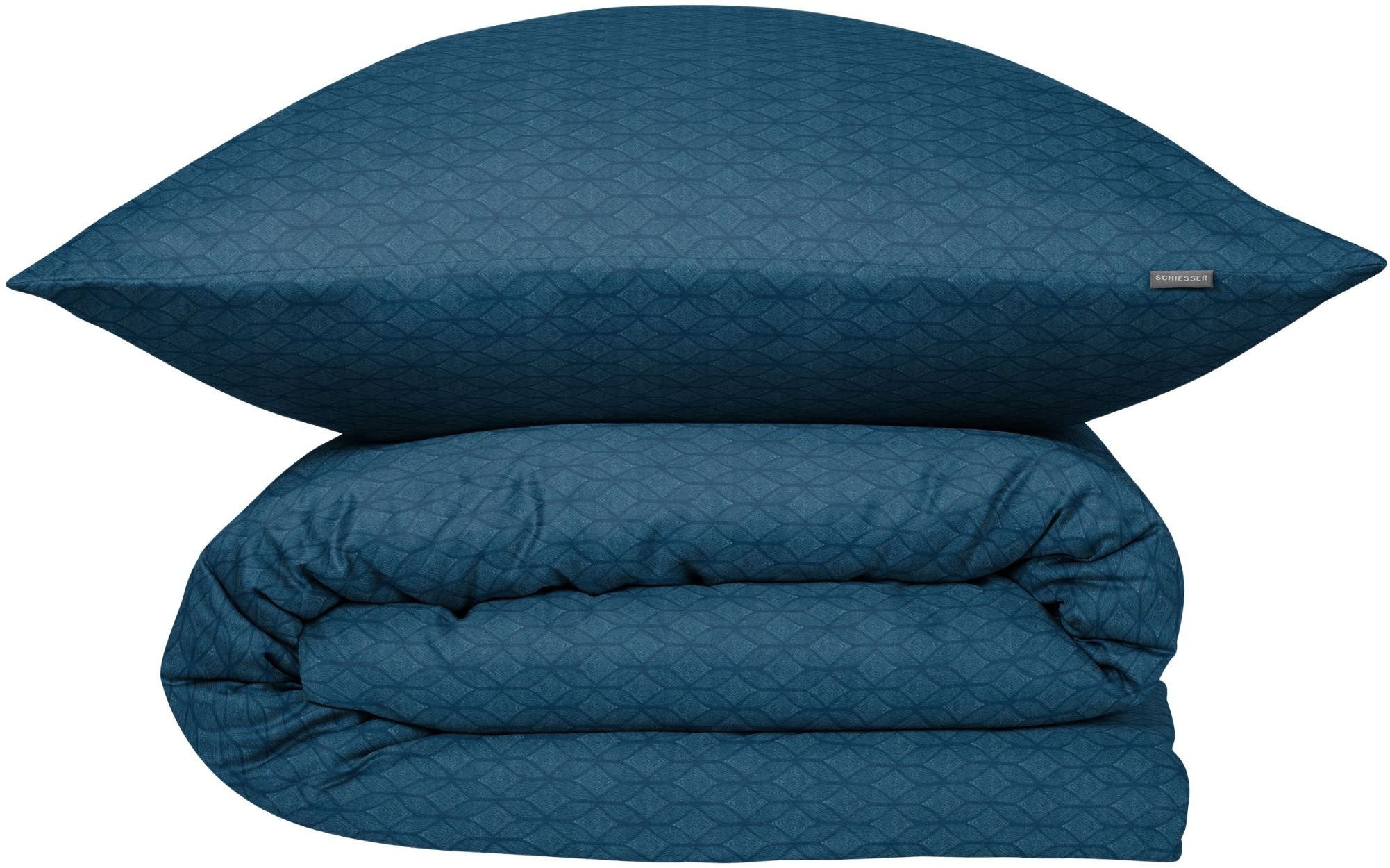 Schiesser Bettwäsche Dotted Diamond aus weicher Baumwolle mit Grafikprint, Feinbiber, 2 teilig, OEKO-TEX® MADE IN GREEN