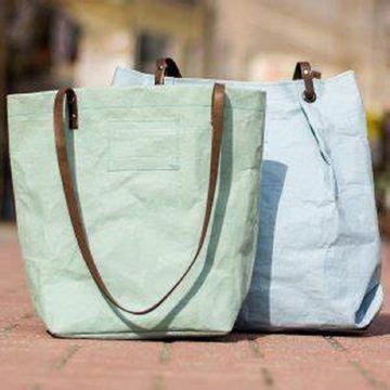 LK Trend & Style Shopper MAXINE Shopper Bag aus waschbarem papyr mit Echtlederhenkeln, sieht aus wie Leder, ist aber keins)