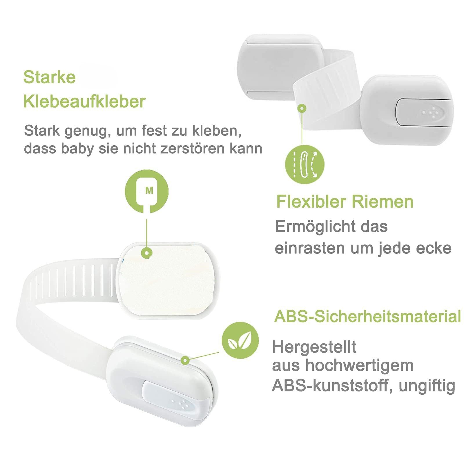 FOUORTUNATE-BEE Schranksystem 6er Set Kindersicherung für Schrank & Schublade – Klebeschloss Weiß (6-St) Baby Schubladensicherung Set – Schrankschloss ohne Bohr – Bild 4 von 5