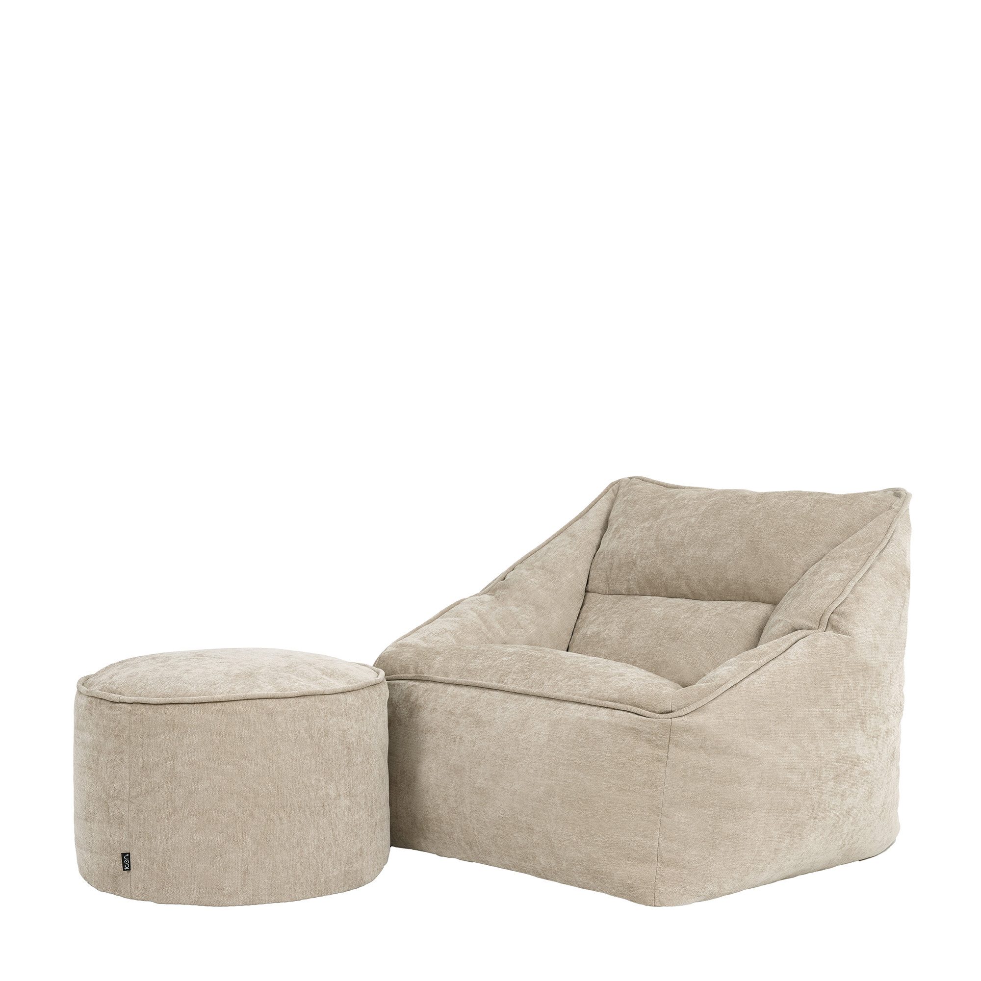 Sitzsack Riesen Sitzsack Sessel XXL aus Chenille „Natalia" mit Sitzpouf