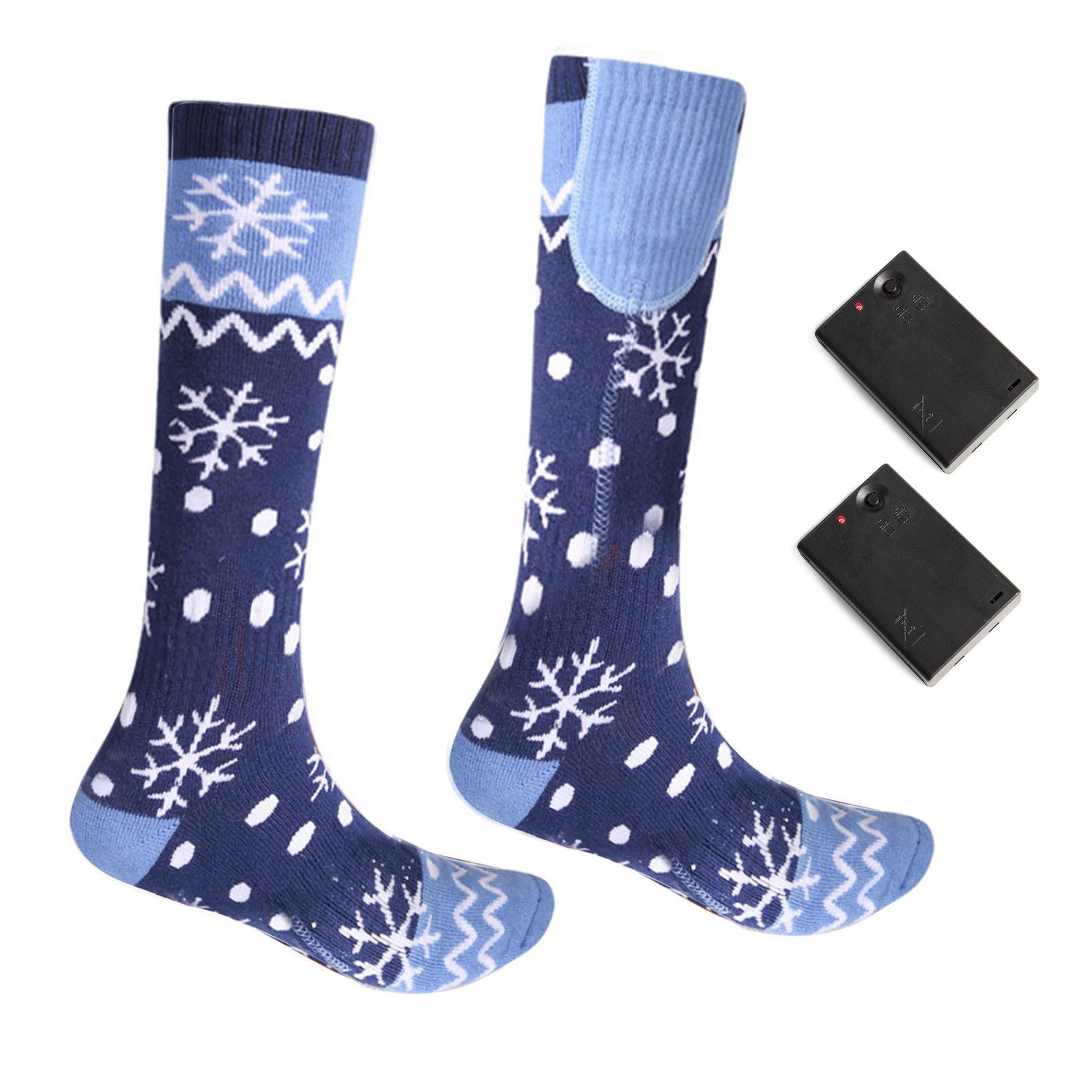 Jibenhome Funktionssocken Elektrisch beheizte Thermosocken Schneeflocken-Weihnachtssocken Wintersocken für Männer und Frauen