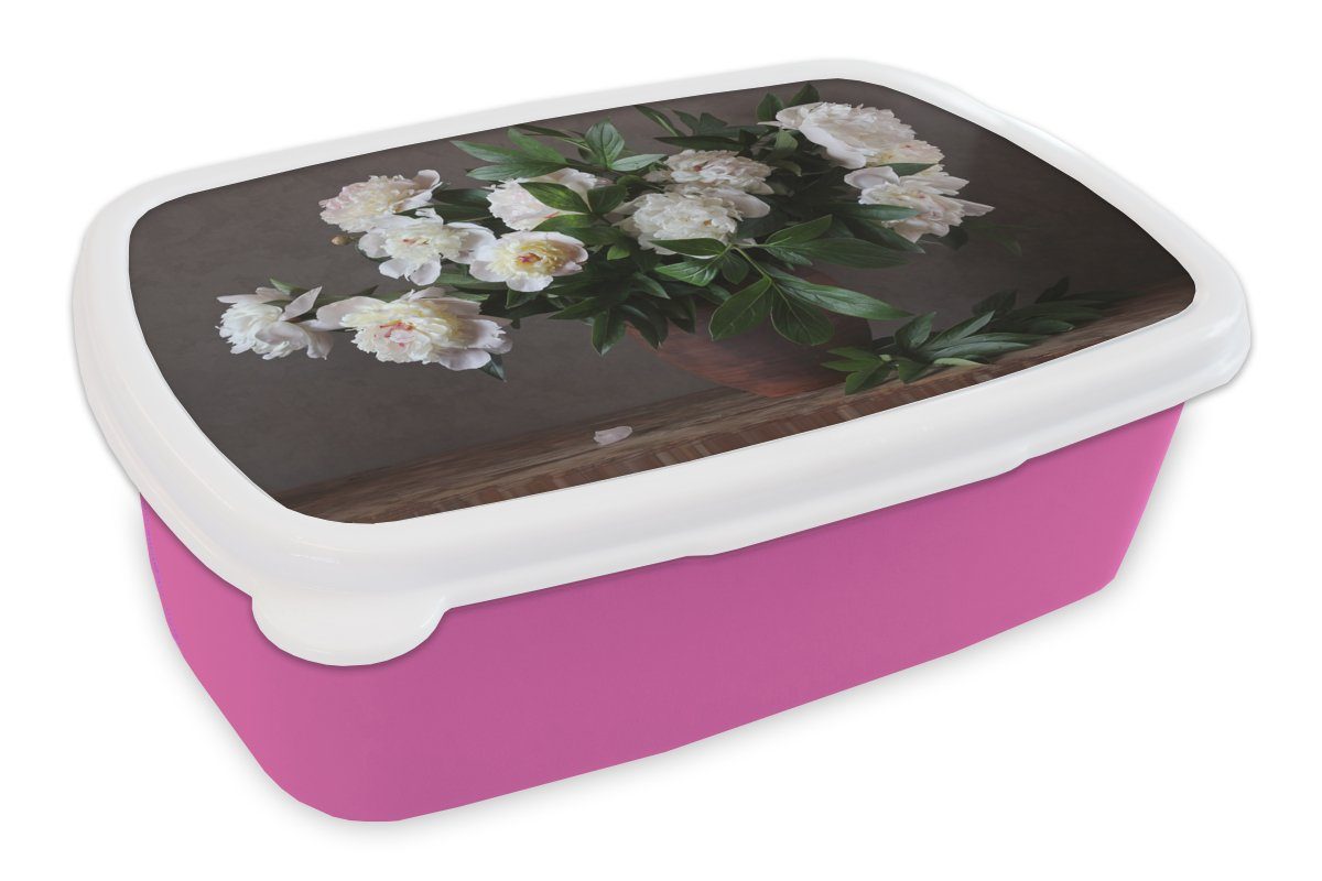 Brotbox Brotdose Mädchen, Kunststoff MuchoWow Stilleben, - Snackbox, Lunchbox Kunststoff, für rosa Erwachsene, (2-tlg), Blumen Kinder,