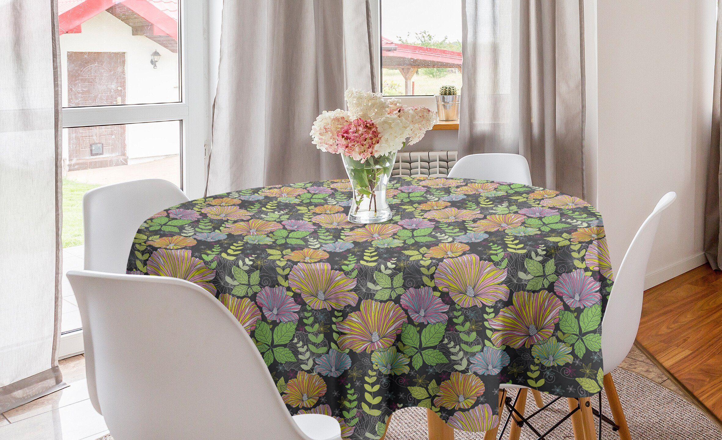 Blume Botanischer Küche für Tischdecke Tischdecke Romantische Esszimmer Kreis Abakuhaus Dekoration, Abdeckung