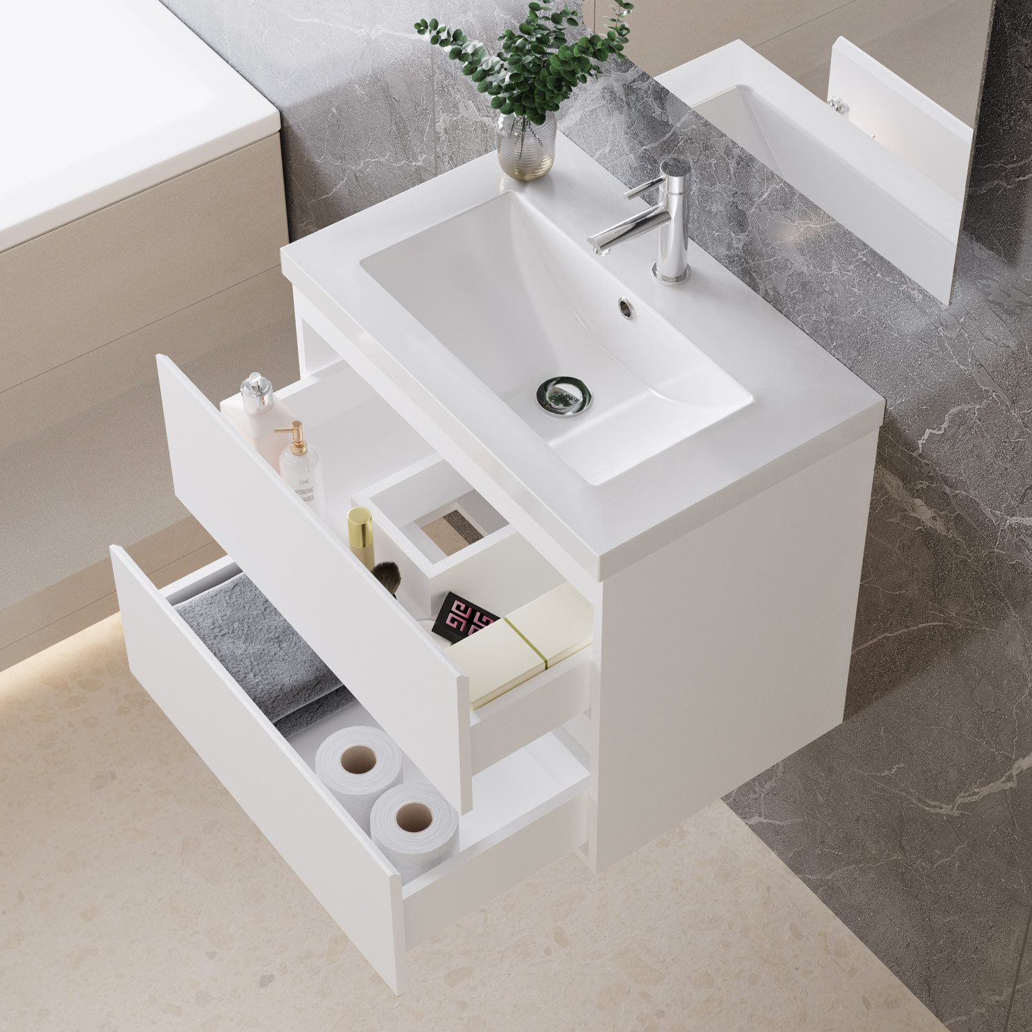 duschspa Waschtisch Waschbecken mit Unterschrank Badmöbel Set Badschrank Wa günstig online kaufen