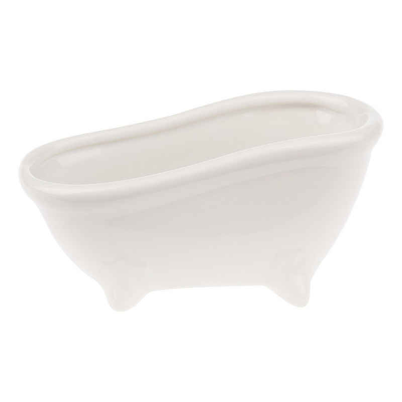 HobbyFun Seifenschale Keramik-Seifenschale Badewanne, Breite: 7 cm, 15x7x7,2cm, weiß glänzend