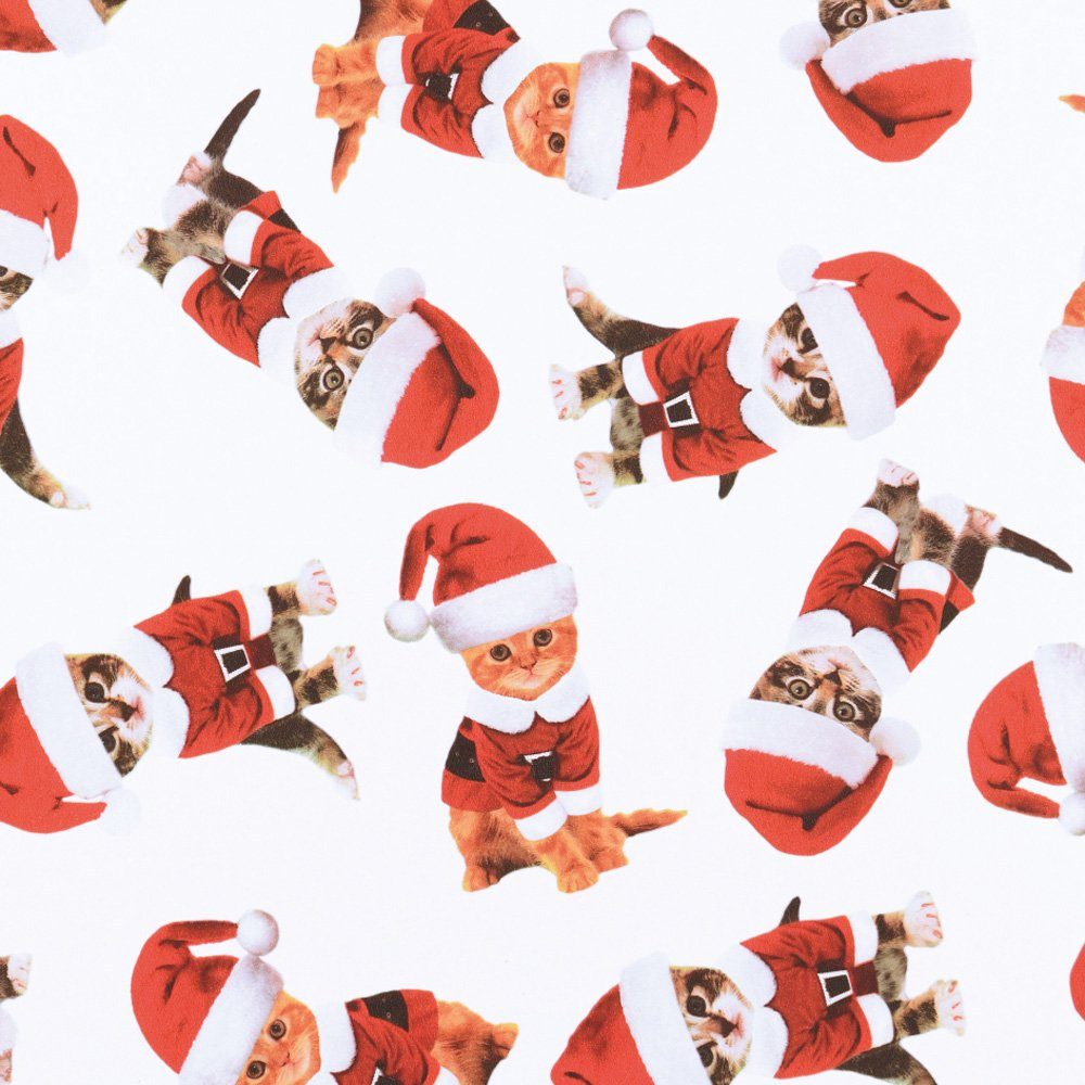 Star Упаковочная бумага, Упаковочная бумага Katzen mit Weihnachtsmützen 70cm x 2m Rolle weiß / rot