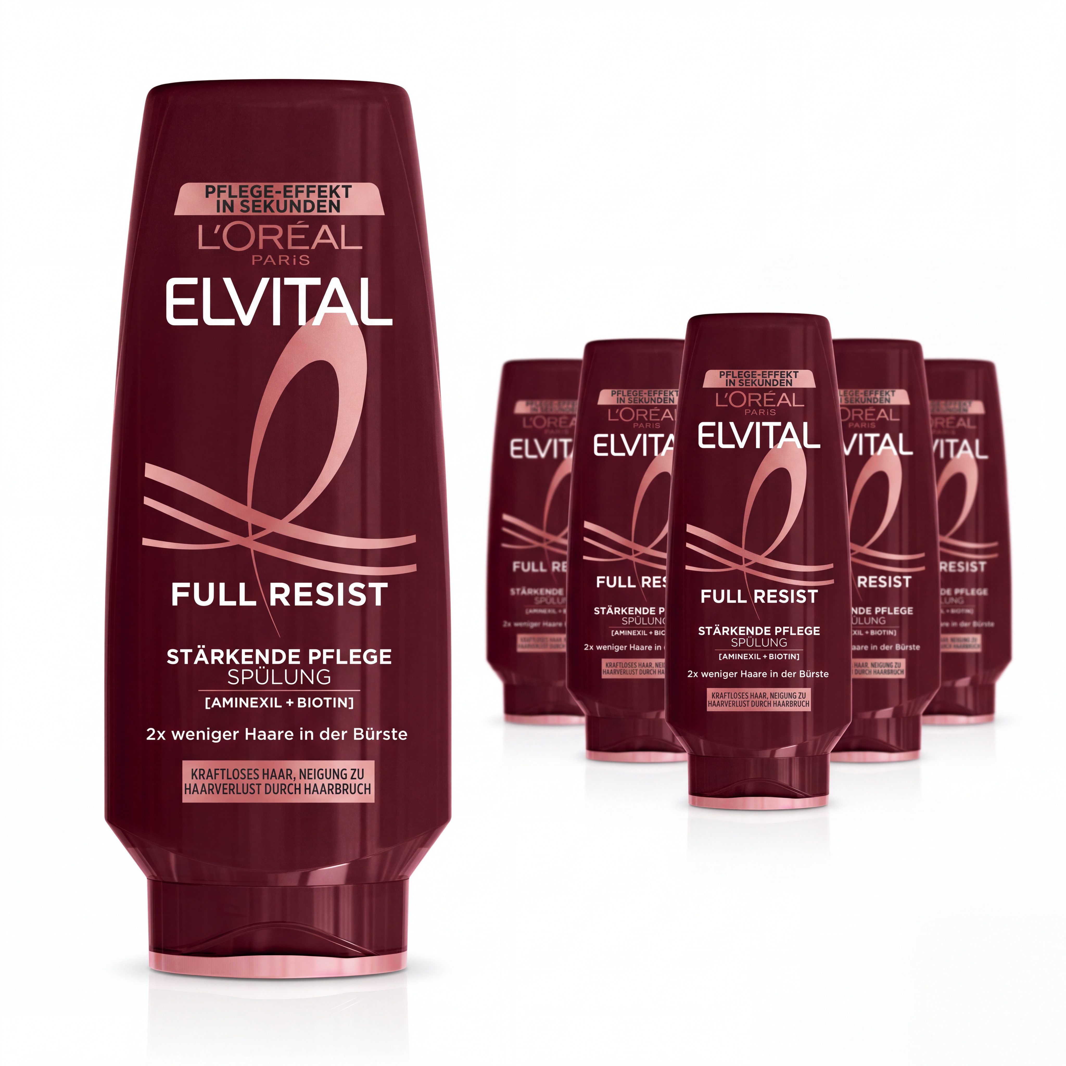 L'ORÉAL PARIS Haarspülung L'Oréal Paris Elvital Full Resist Spülung, Packung, 6-tlg., Reduziert Haarverlust durch Haarbruch und stärkt das Haar.
