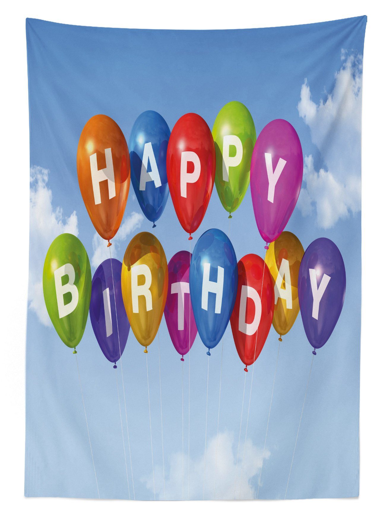 Abakuhaus Tischdecke Farbfest Waschbar Für den Bereich Geburtstag Farben, Außen Luftballons Klare Sky geeignet Letters