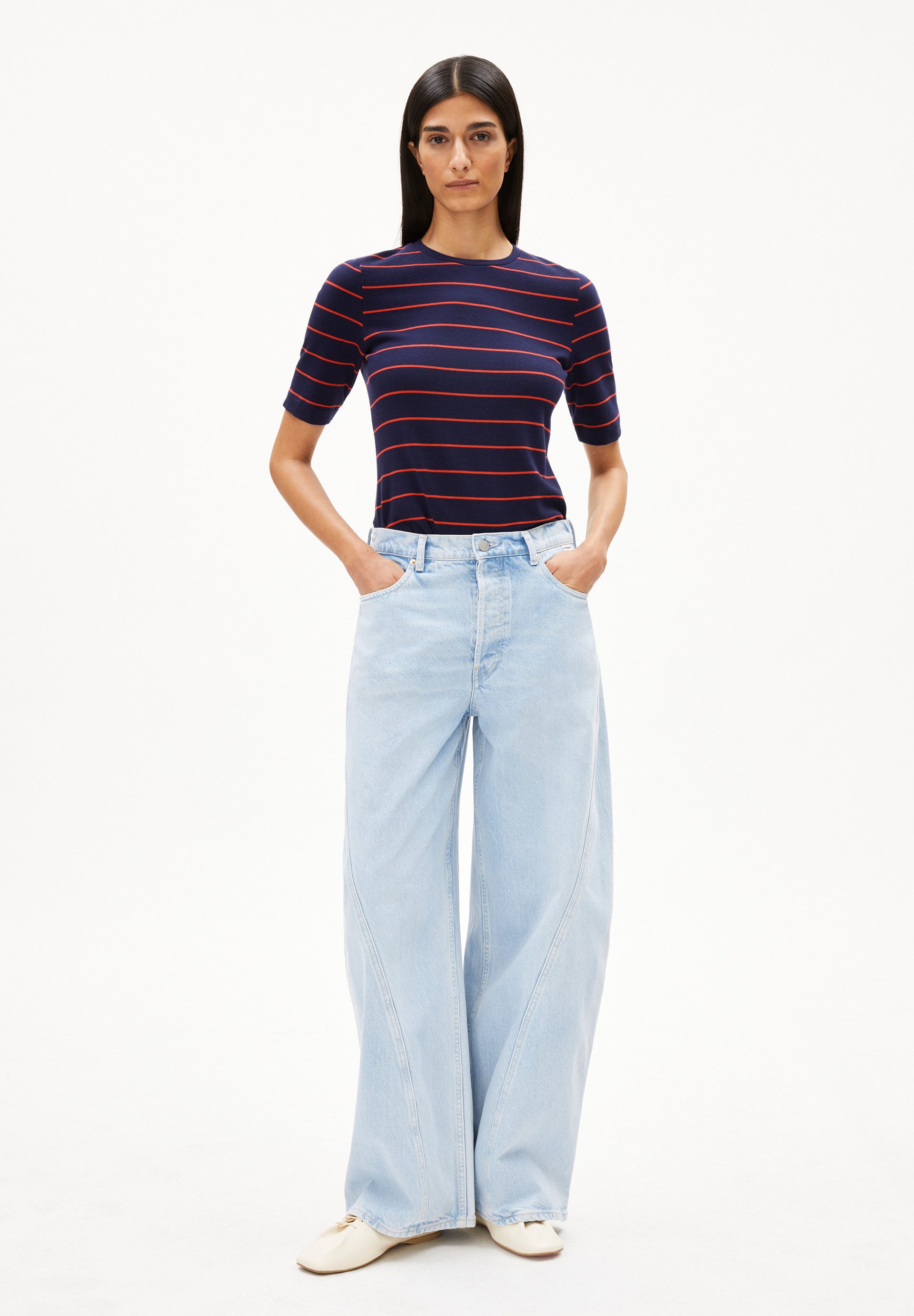 Armedangels T-Shirt JAANISARA FINE STRIPE T-Shirt aus Bio-Baumwoll Mix Slim Fit