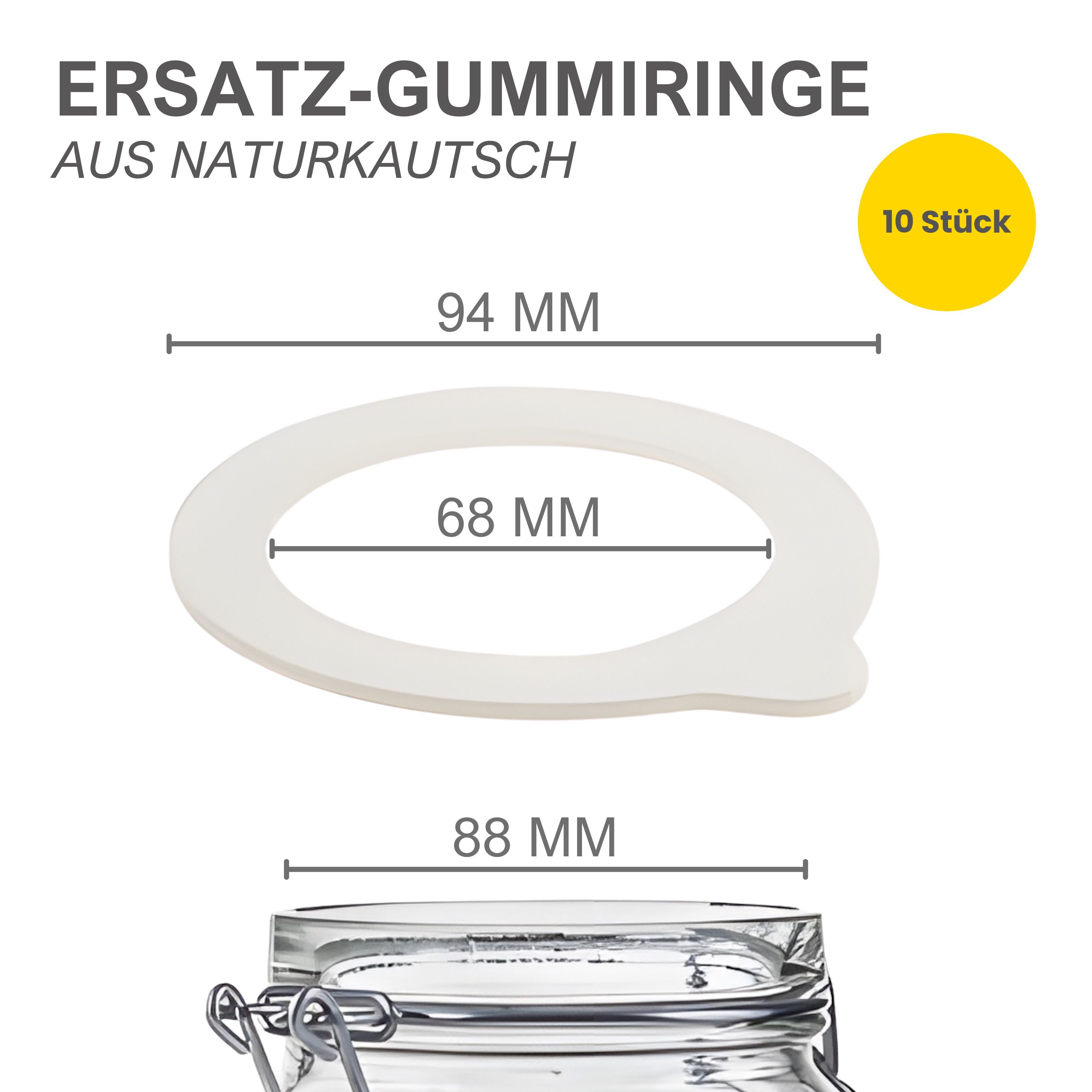 mikken Einkochring 10 weiße Gummiringe 68x94 mm für Bügelverschlussgläser 0,5–5 L, Kompatibel mit Bormioli Fido Bügelverschlussgläser 0,5–5 L – Bild 4 von 5