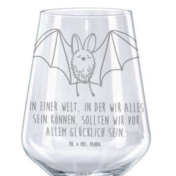 Mr. & Mrs. Panda Rotweinglas Fledermaus Flügel - Transparent - Geschenk, Hochwertige Weinaccessoir, Premium Glas, Stilvolle Gravur
