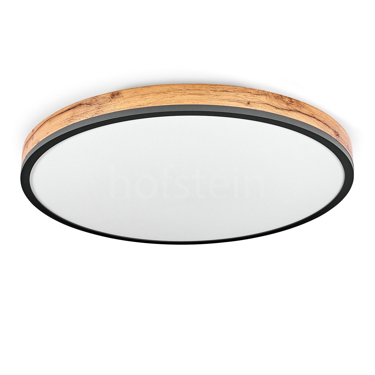hofstein Deckenleuchte Deckenlampe aus Metall/MDF/Kunststoff in Schwarz/Holzoptik/Braun, dimmbar m. Fernbedienung, Ø60 cm, 1 x LED 40 Watt (inkl) IP20. € 189,99