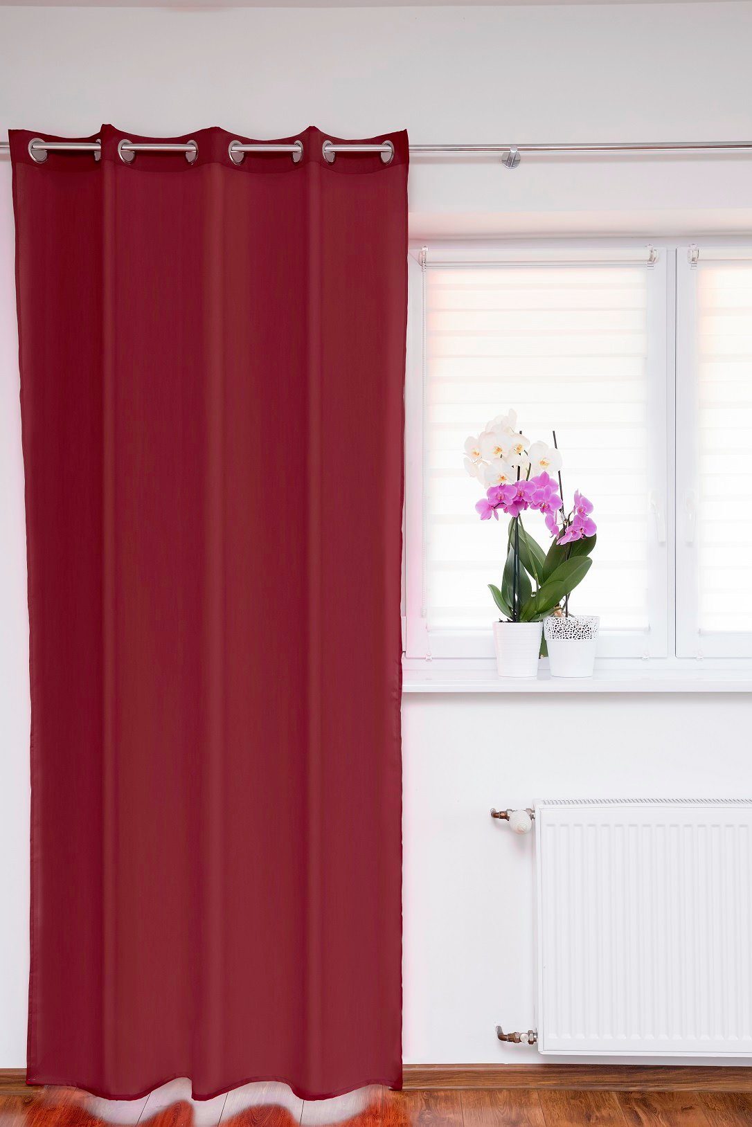 Vorhang Ösenschal Fenstervorhang dunkelrot bordeaux 145x250 cm Gardinenschal, KS Handel 24