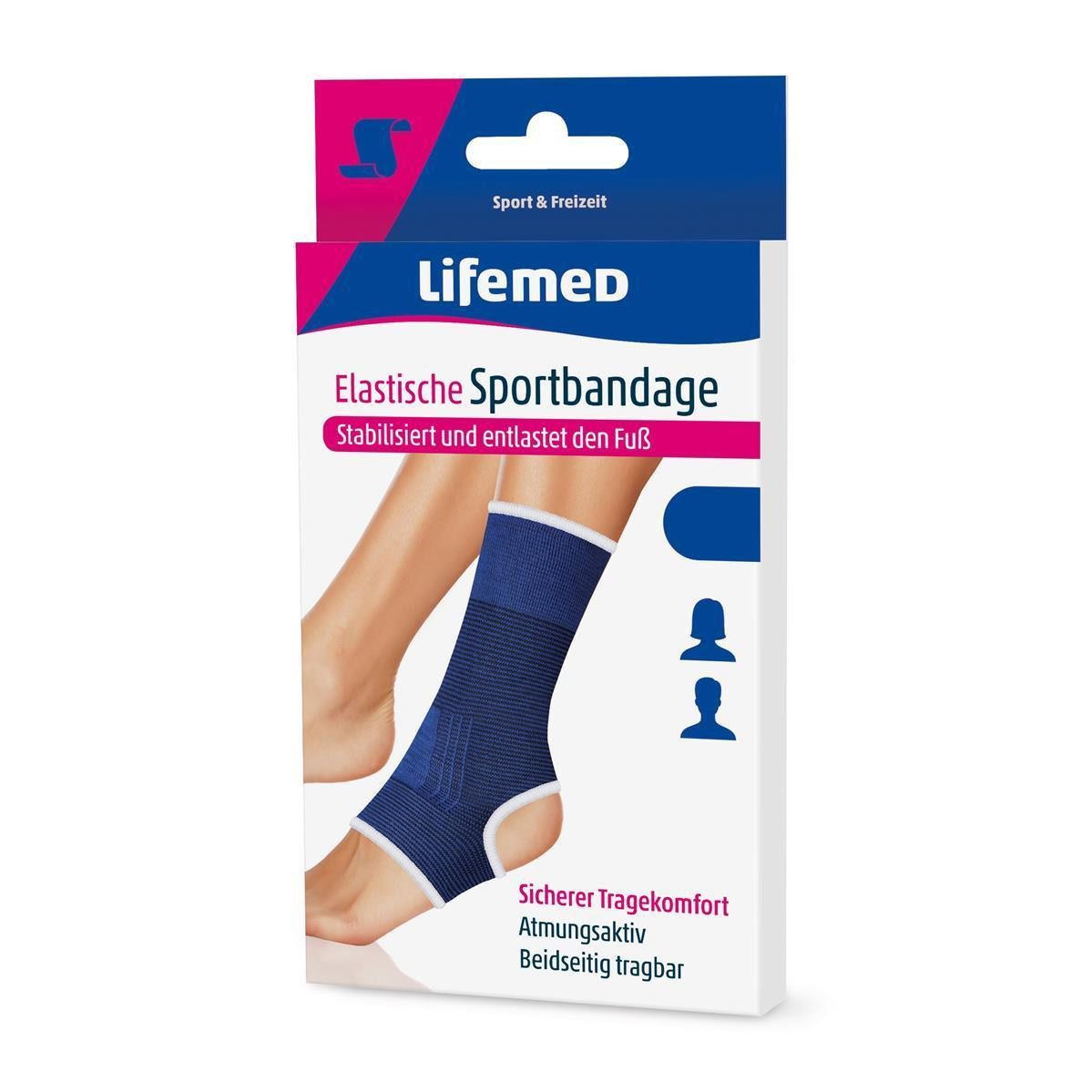 LifeMed Fußgelenkbandage LIfemed Sportbandage Fußgelenkschutz elastisch Größe XL